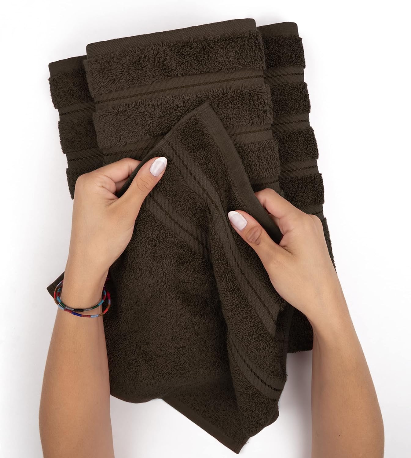 American Soft Linen Premium 3 Piece Towel Set, 1 Bath Towel 1 Hand Towel 1 Washcloth, 600 GSM 100% Cotton Turkish Towels for Bathroom, Brown Towel Set