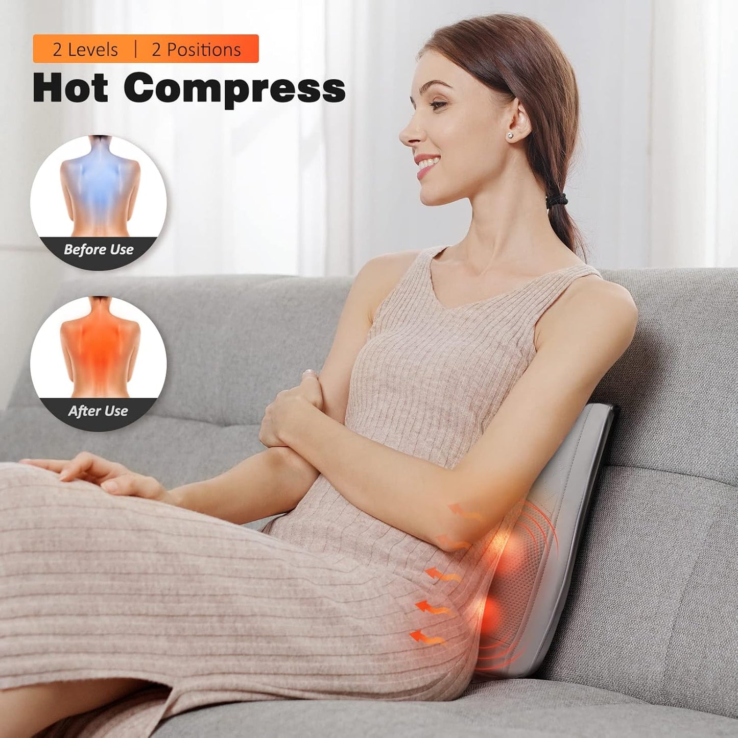 Boriwat Neck and Shoulder Massager with Heat, Shiatsu Massage Pillow with 3D Deep Tissue Kneading for Back Legs Foot Body Pain Relief,at Home Office Car, Gift for Mom & Dad
