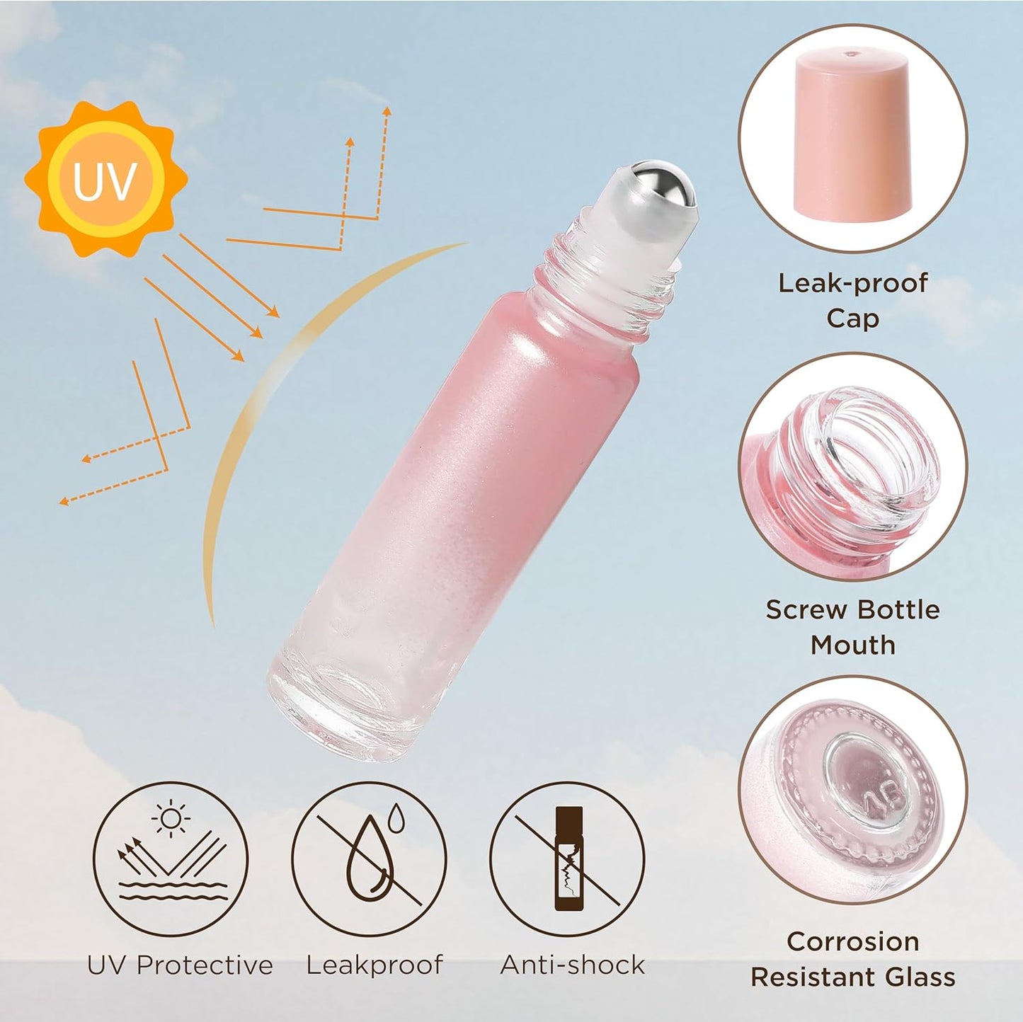 Essential Oil Roller Bottles, 10ml Thick Glass Perfume Roller Bottles with Funnel Opener and Dropper (Multicolor, 12 Pack)