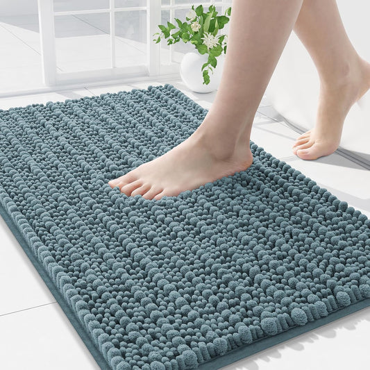 Arotive Luxury Chenille Bathroom Rug Mat, Extra Soft Thick Absorbent Shaggy Bath Rugs, Non-Slip Machine Wash Dry, Plush Bath Mats for Bathroom, Shower and Tub, 30x20, Smoky Gray