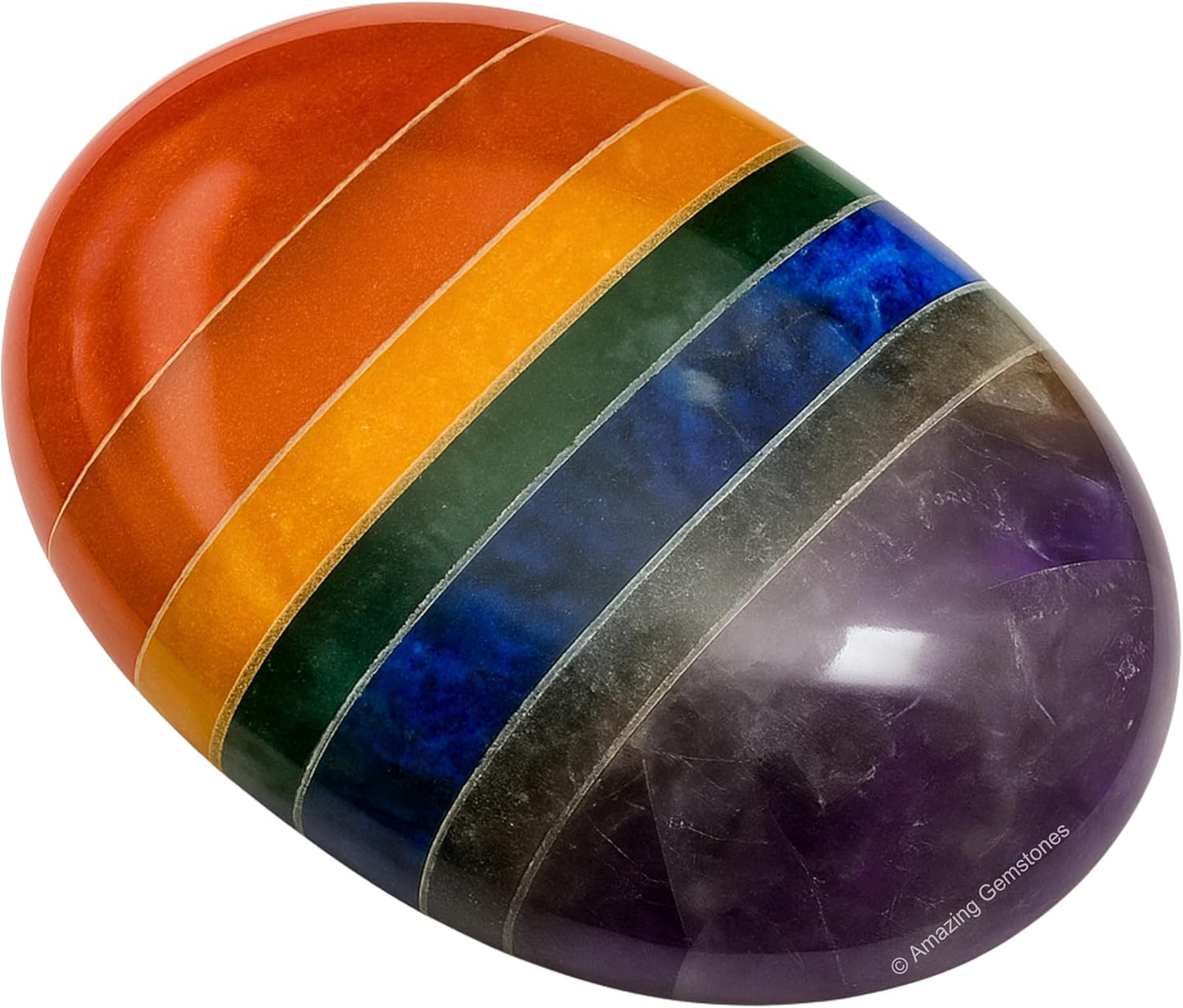 Amazing Gemstone Seven Chakra Crystals and Healing Stones - Large Palm Stone Crystals Piedra - Crystal for Good Luck, Balanced Positive Energy, Meditation - Unique Stocking Stuffers Gifts for Women