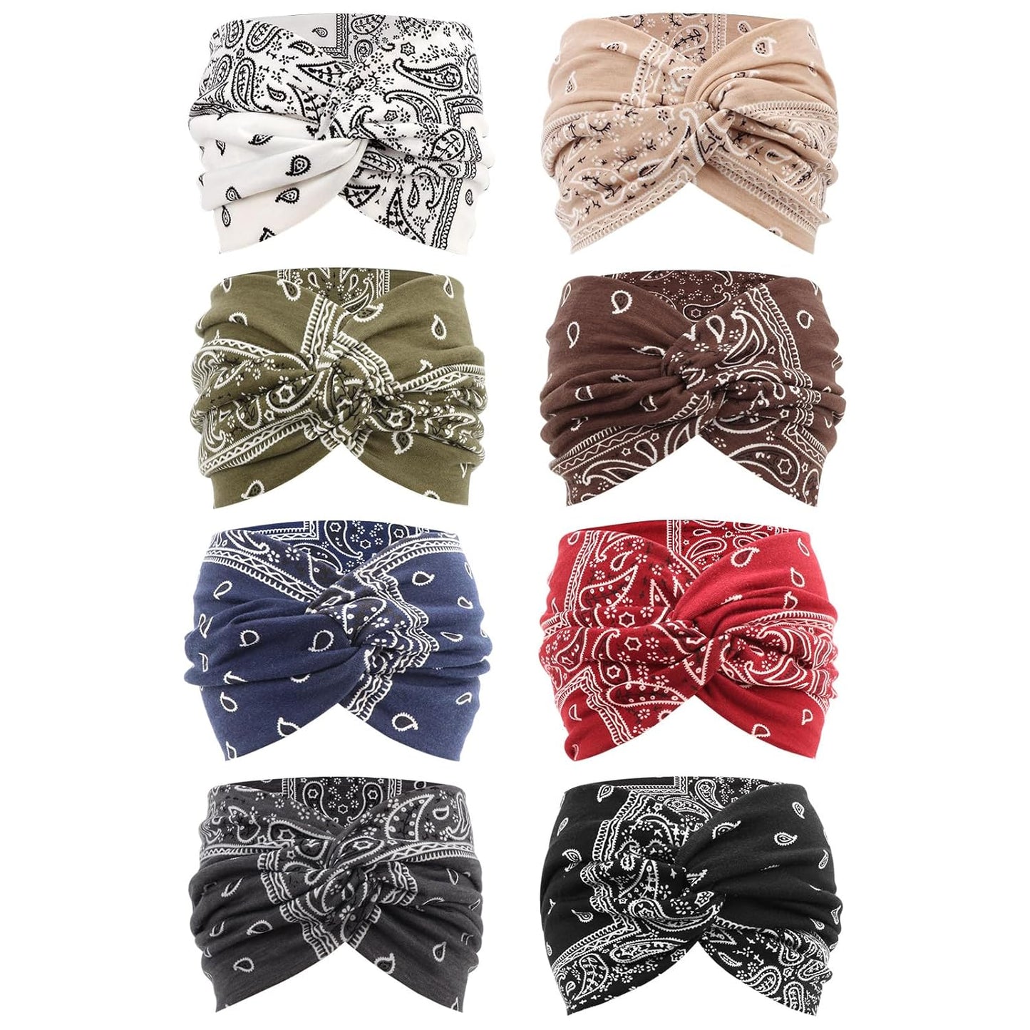 DRESHOW 8 Pack Turban Headbands for Women Wide Vintage Head Wraps Knotted Cute Hair Band Accessories