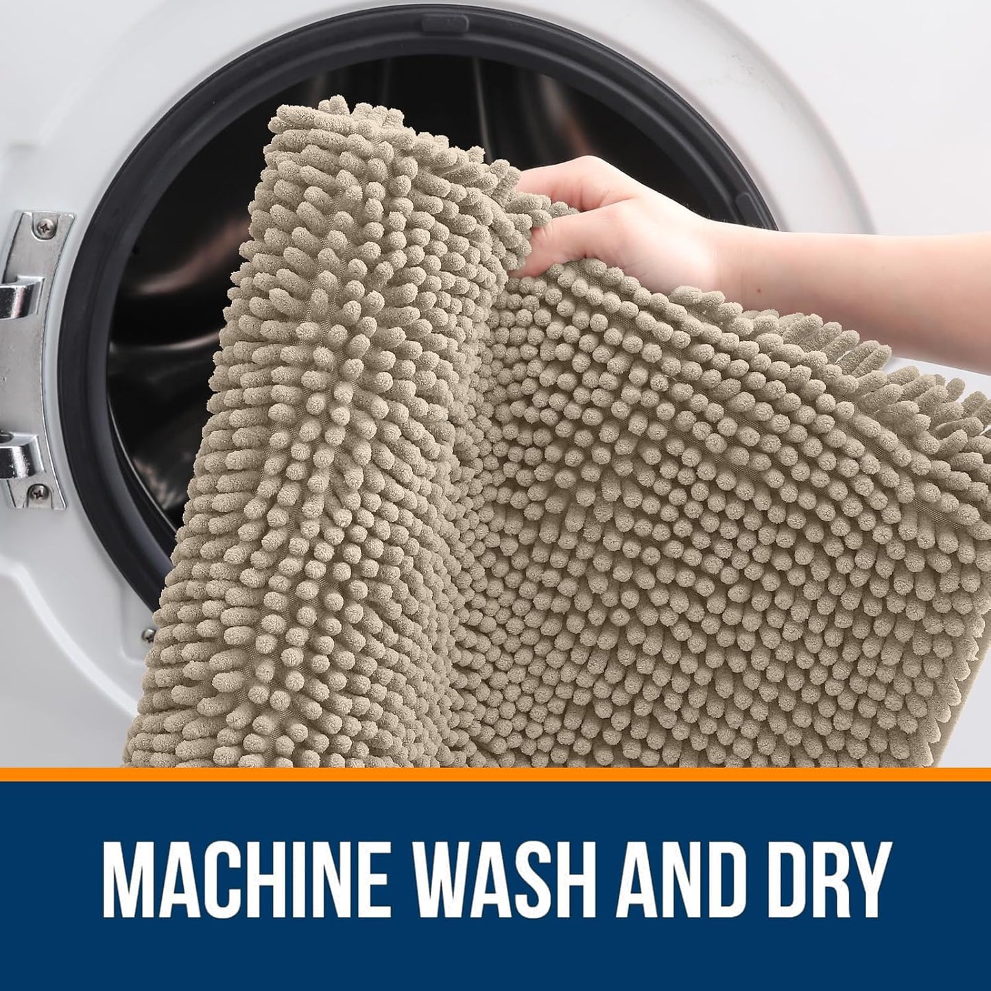 OLANLY Bathroom Rugs 44x24, Extra Soft Absorbent Chenille Bath Rugs, Rubber Backing Quick Dry, Machine Washable Bath Mats for Bathroom Floor, Tub and Shower, Home Decor Accessories, Warm Taupe