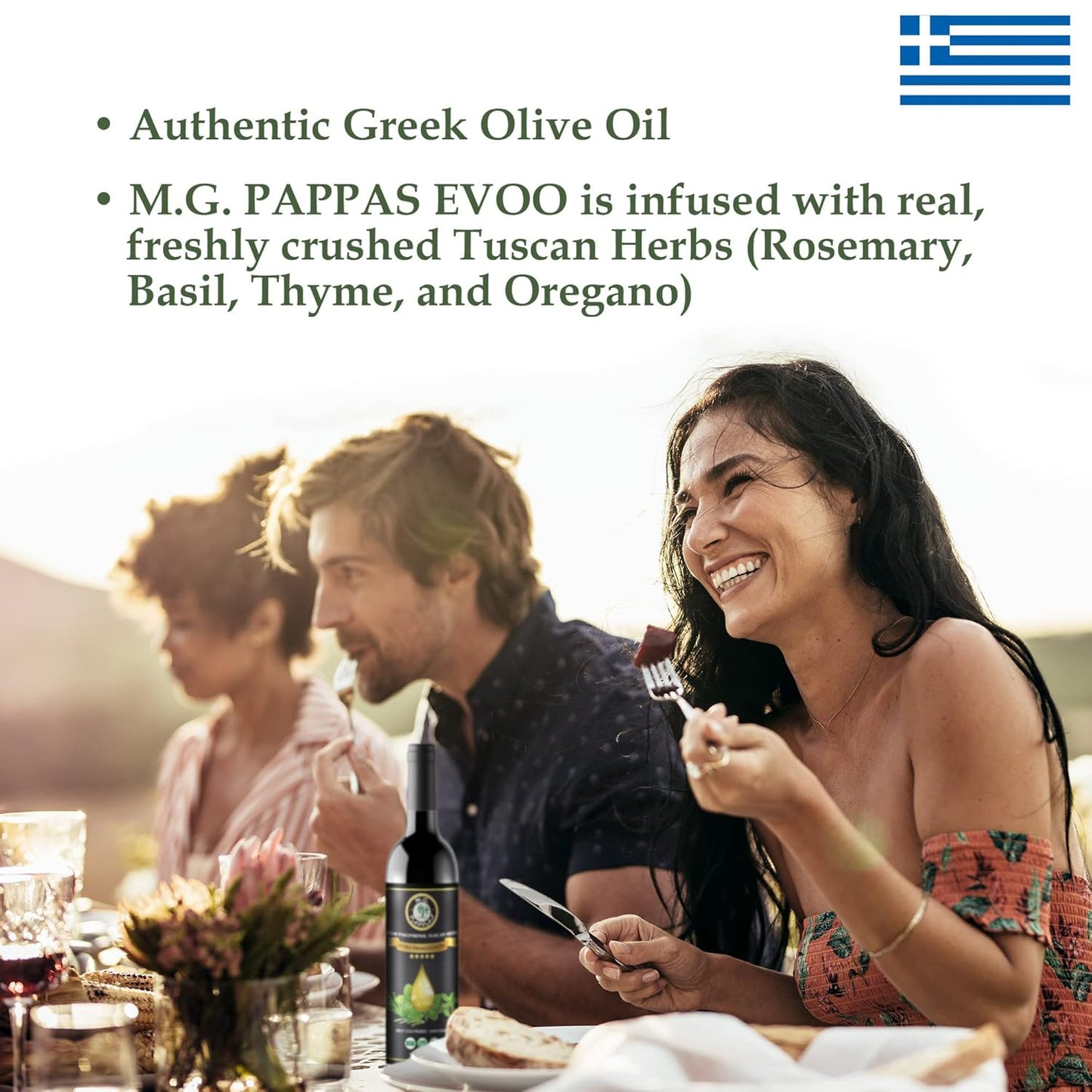 M.G. PAPPAS High Polyphenol Tuscan Herb Infused Olive Oil Extra Virgin - Polyphenol Lab Report 650mg/kg - Unfiltered First Cold Pressed Greek EVOO - Award Winning - Salads Dipping Cooking Baking