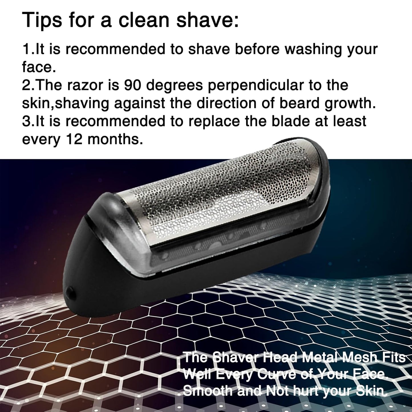 10B Foil & Cutter Replacement Head for Braun Series 1 Replacement Head,10B 20B Replacement Head Compatible with Braun Series 1000 2000 Electric Shaver 170 180 190 1715 1735 1775 5278 5279 Z20 Z40