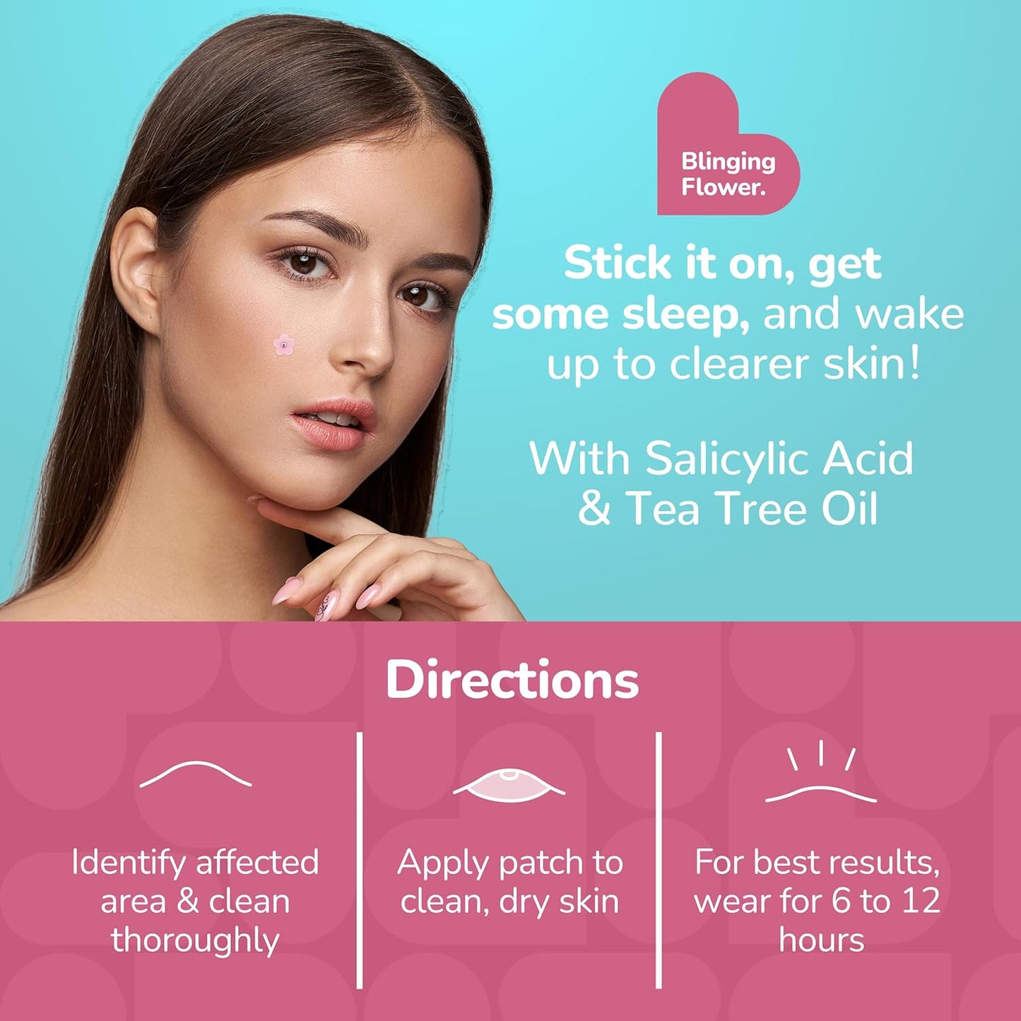 BioSwiss Pimple Patches, Blinging Flowers Patch for Zits and Blemishes, Hydrocolloid Spot Stickers for Face and Skin, 50 Count