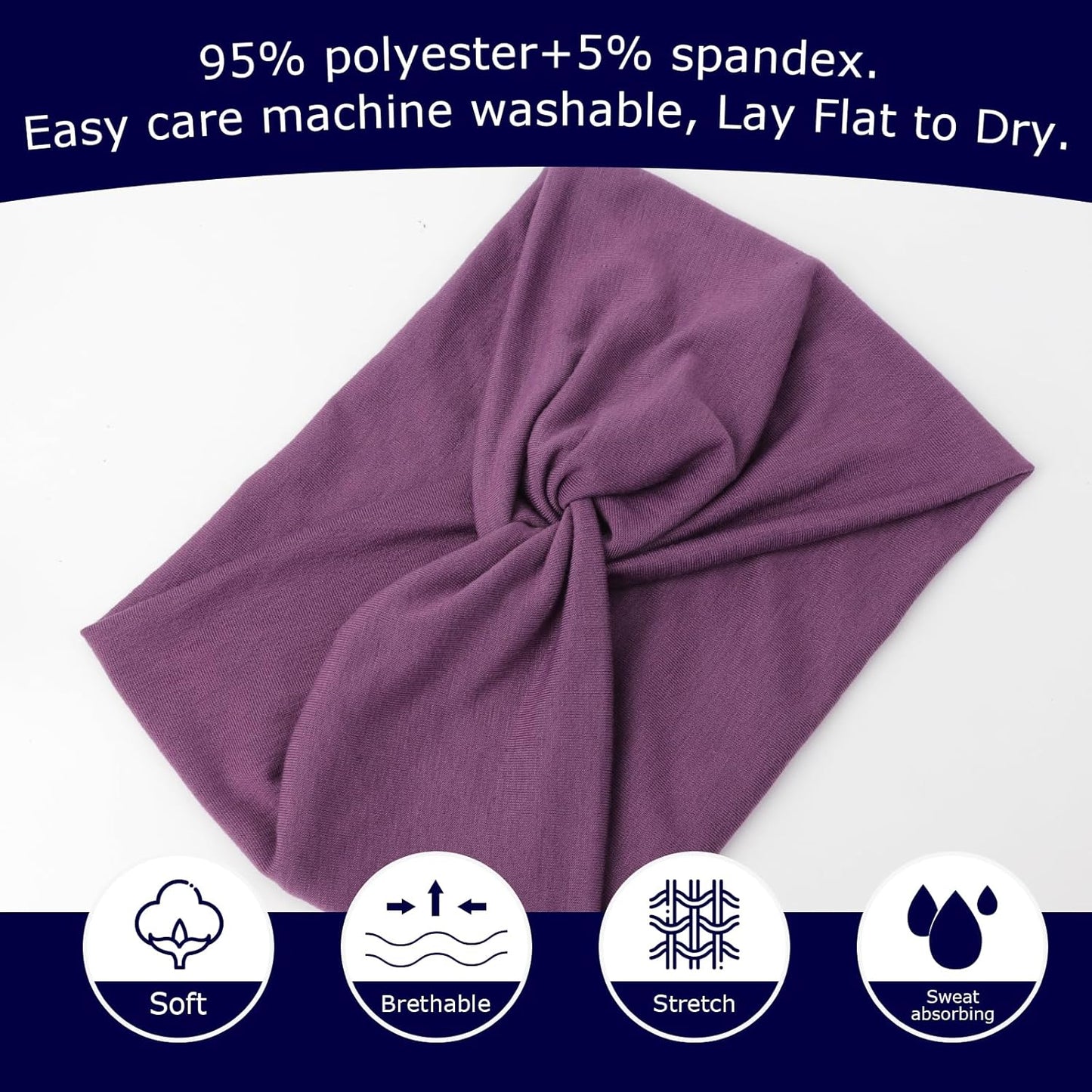 Extra Wide Headbands for Women Large Turban Headband Non Slip Boho Elastic Hairband Hair Twisted Knot Head Bands Accessories