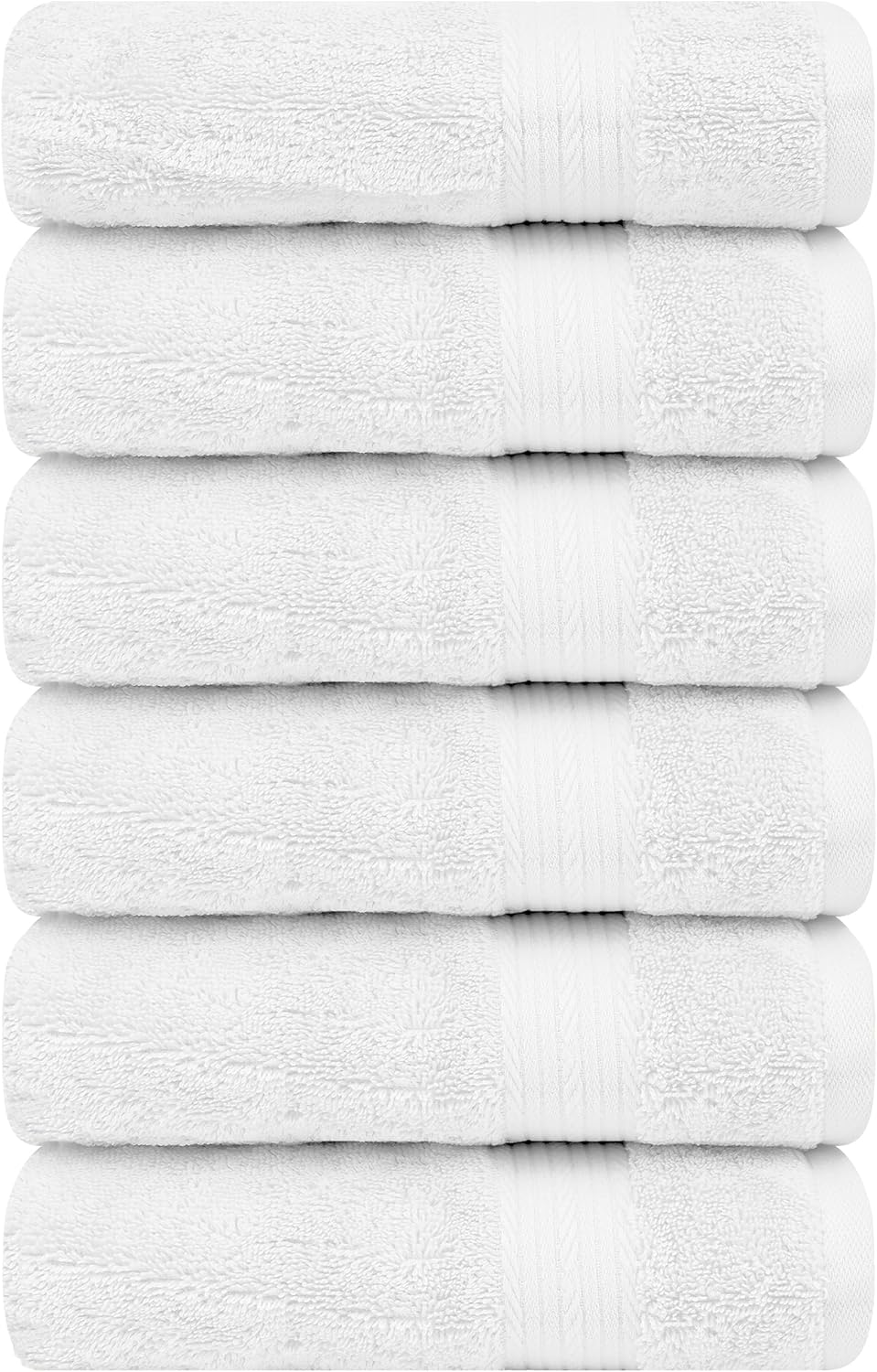Ample Decor Hand Towel 18 X 28 Inch Pack of 6 600 GSM 100% Cotton,Soft Absorbent Thick Durable Premium Quality, for Hotel, Bathroom, Spa, Daily Use, Gym - White