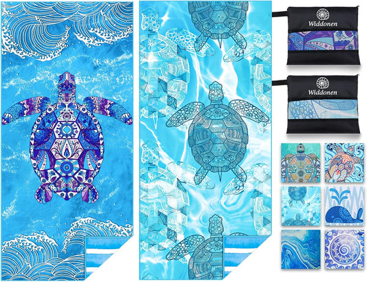 2 Pack Microfiber Lightweight Beach Towel Sand Free Quick Dry Absorbent Thin Compact Towels for Swimming Pool Camping Beach Accessories Large Easy Pack Travel Things for Vacation Essentials Gift