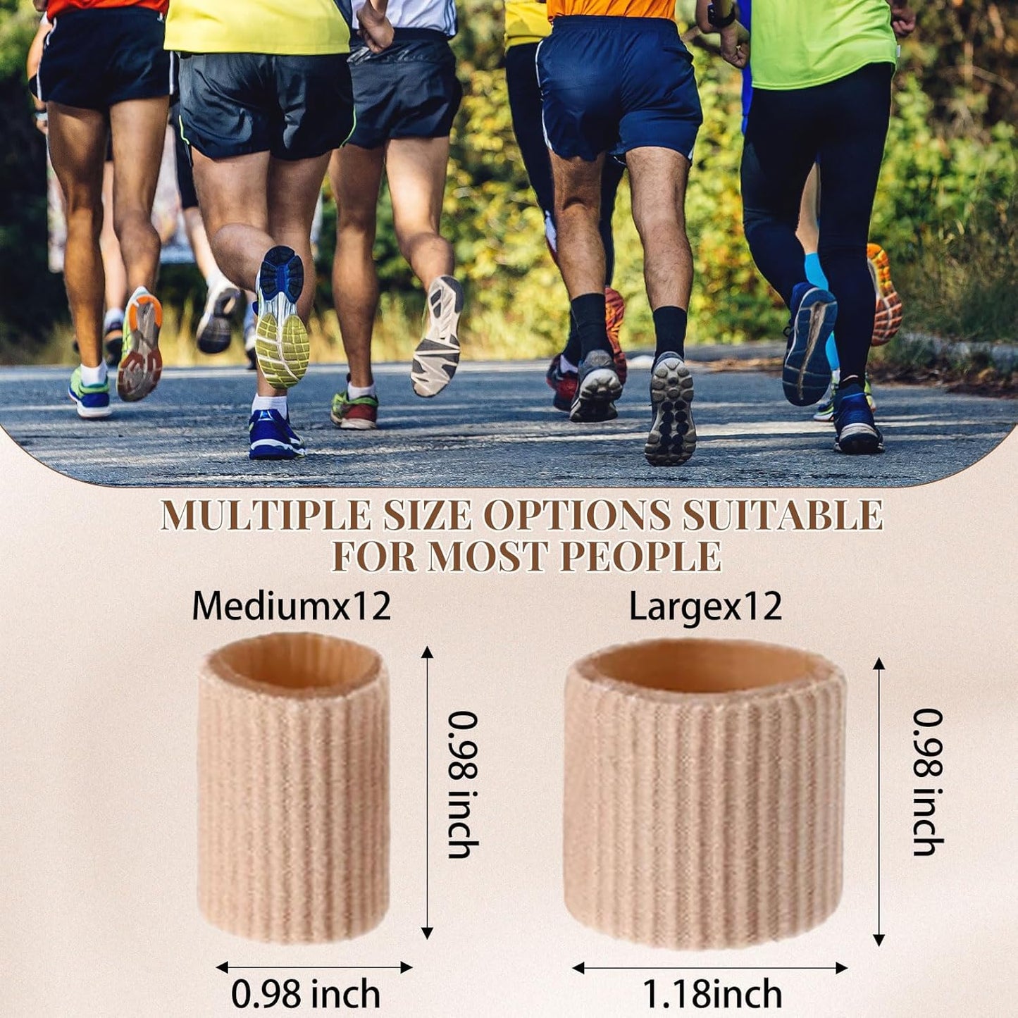 Blulu 24 Pieces Toe Tubes 0.98 Inches Cushion Tube Corn Pads for Toes Sleeves Soft Gel Protectors for Cushions Corns Blisters Calluses 3 Size(Skin Color,Medium,Large)