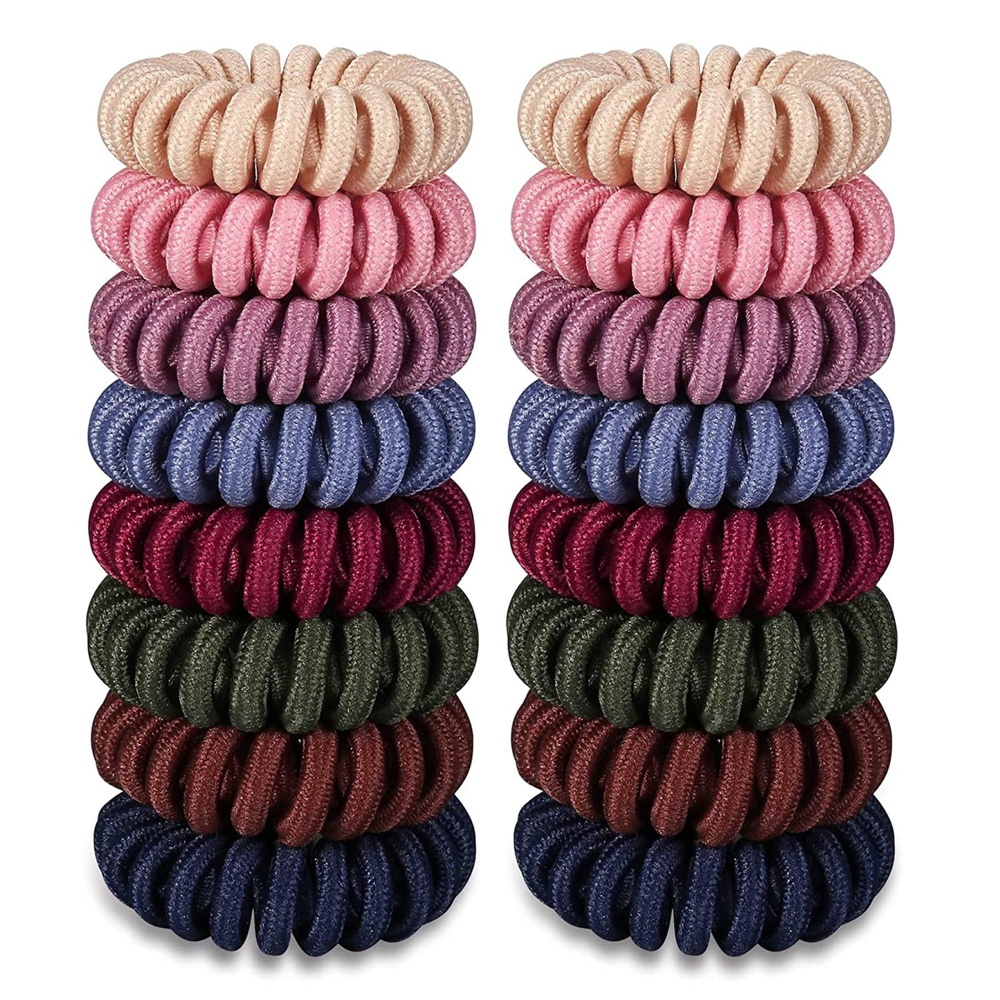 Teqifu16Pcs Hair Ties, No Crease Spiral Hair Ties Hair Bands MultiColor Waterproof Phone Cord Hair Scrunchies Hair Coils Accessories for Women Girls