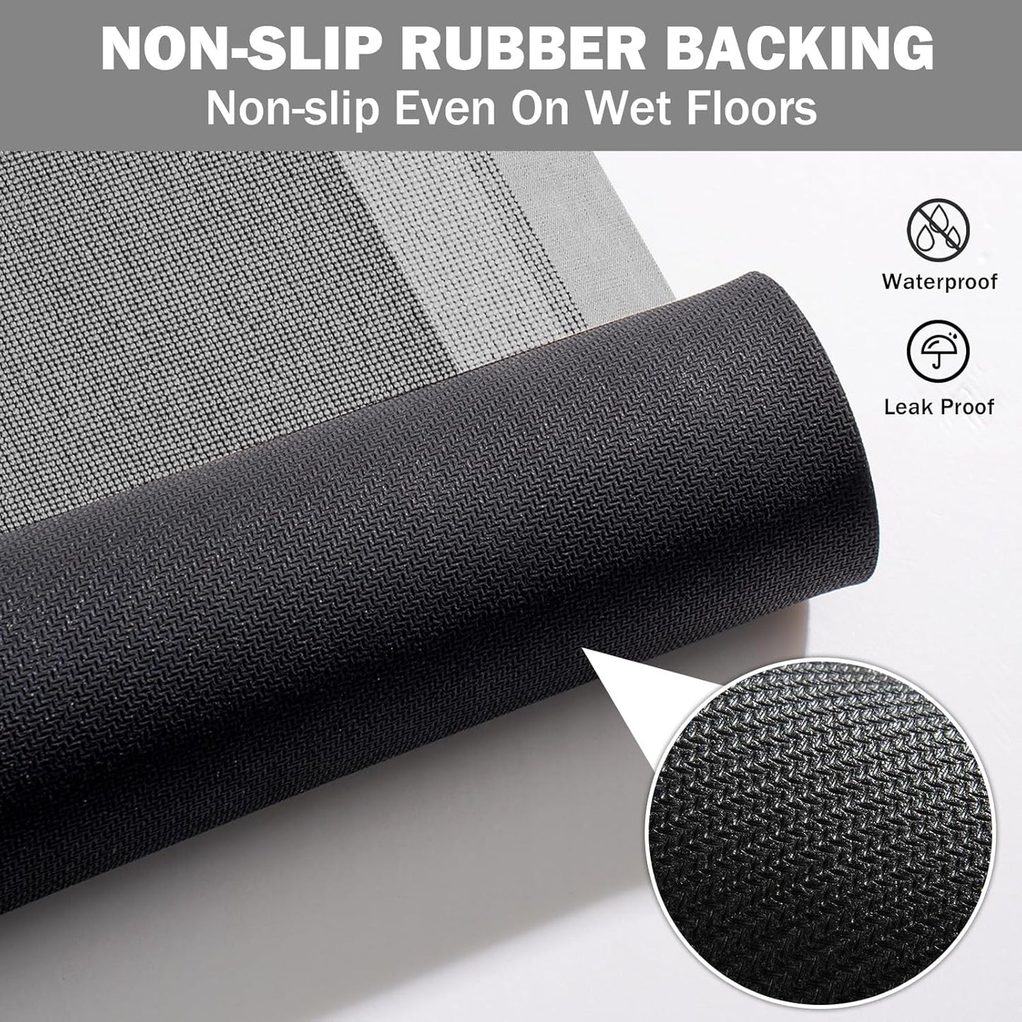Non Slip Bath Mat, Rubber Backing Ultra Thin Bathroom Rugs Fit Under Door Quick Dry Super Absorbent Washable Bath Rug Shower Mat for Bathroom Floor Bathtub Shower Sink, Easy Care Gray 24"x 35"