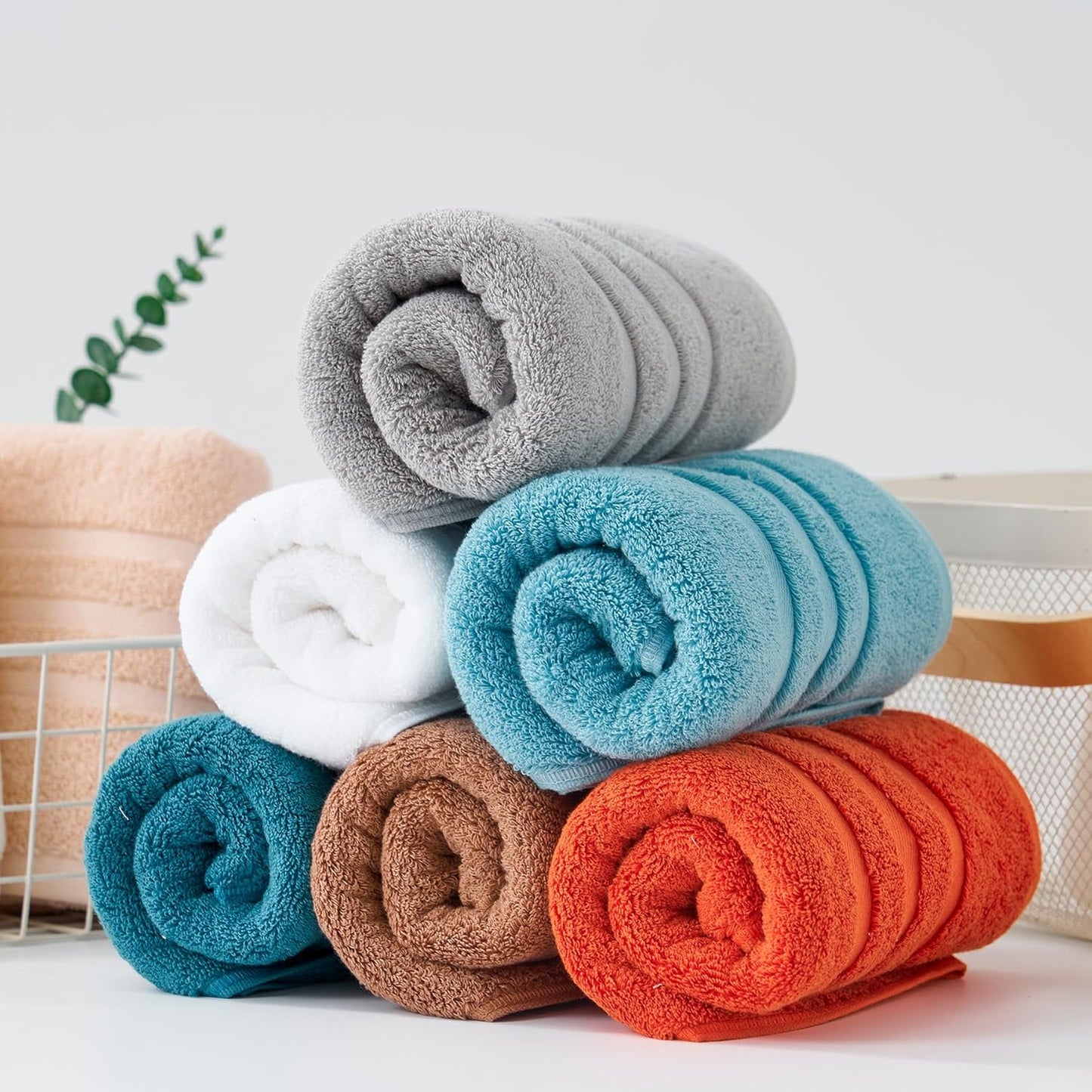 kimteny 100 Persent Cotton Premium Hand Towels Set of 2, (16 x 32 inches) 600GSM Cotton Thick Towel, Ultra Soft and Highly Absorbent Towels for Bathroom Gym Shower Hotel Spa (Red)