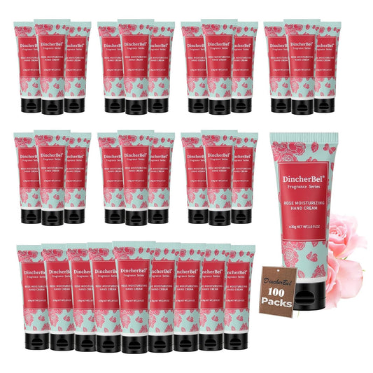 DincherBel 100 Pack Rose Moisturizing Hand Cream Set - Travel Size Non-Greasy Hand Lotion Set for Dry Skin, Instant Moisturizing Hand Cream for Women, 1.0 oz/30 ml