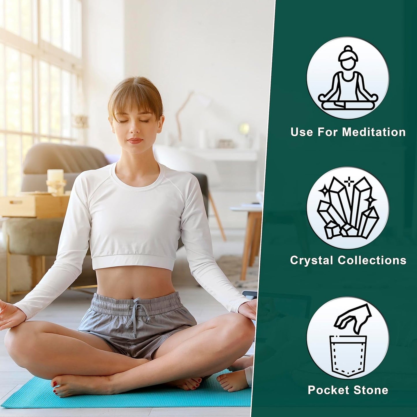 Crocon 50mm African Bloodstone Large Palm Stone 900+ Carats Pocket Worry Stones for Natural Chakra Balancing Reiki Healing Stones & Crystal Healing Spa Energy Crystals Gifts for Women