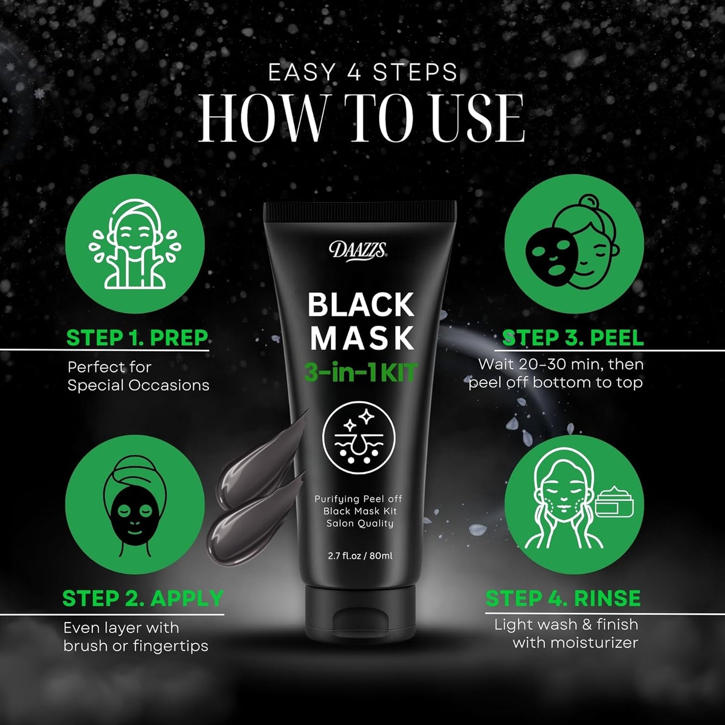 Blackhead Remover Mask :Charcoal Peel Off Face Mask Kit for Pores Deep Cleansing and Purifying – Facial and Nose Mask for All Skin Types with Tools
