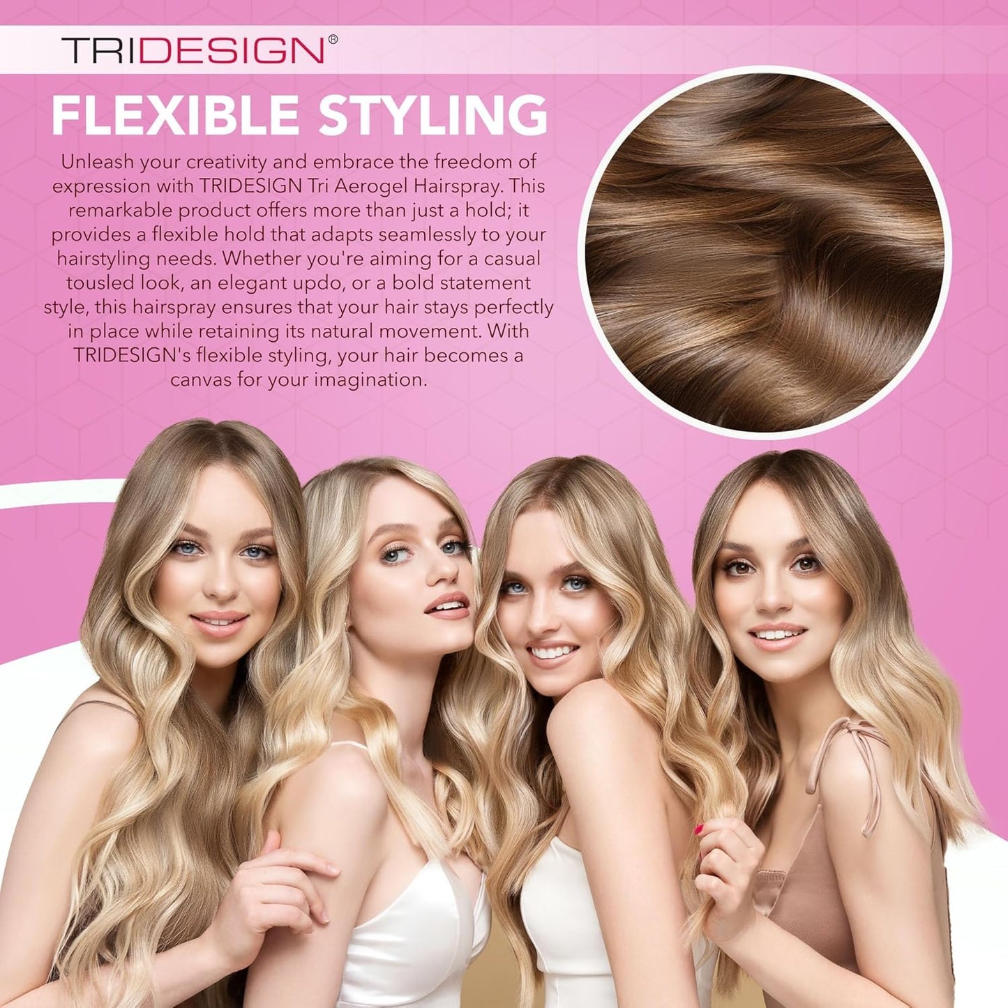 TRIDESIGN Aerogel Hairspray - Strong Hold Hair Finishing Spray for Volumizing & Control, Flexible Styling for All Hair Types, Non-Sticky and Scented - For Women and Men - Pack of 4 (10.5 Oz)