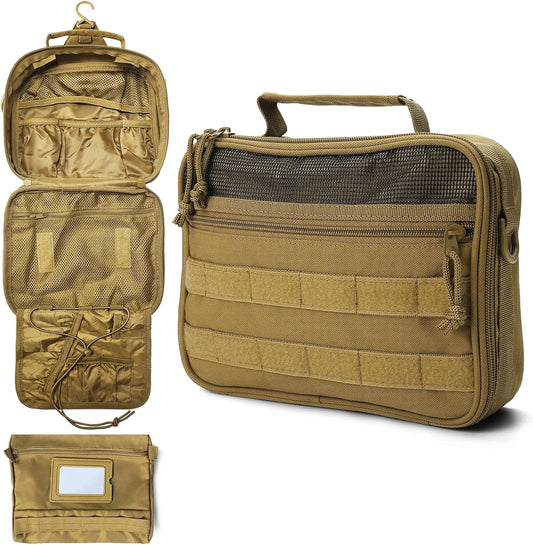 mens toiletry travel bag tactical toiletry bag hanging toiletry bag shower bag travel kit (Brown)