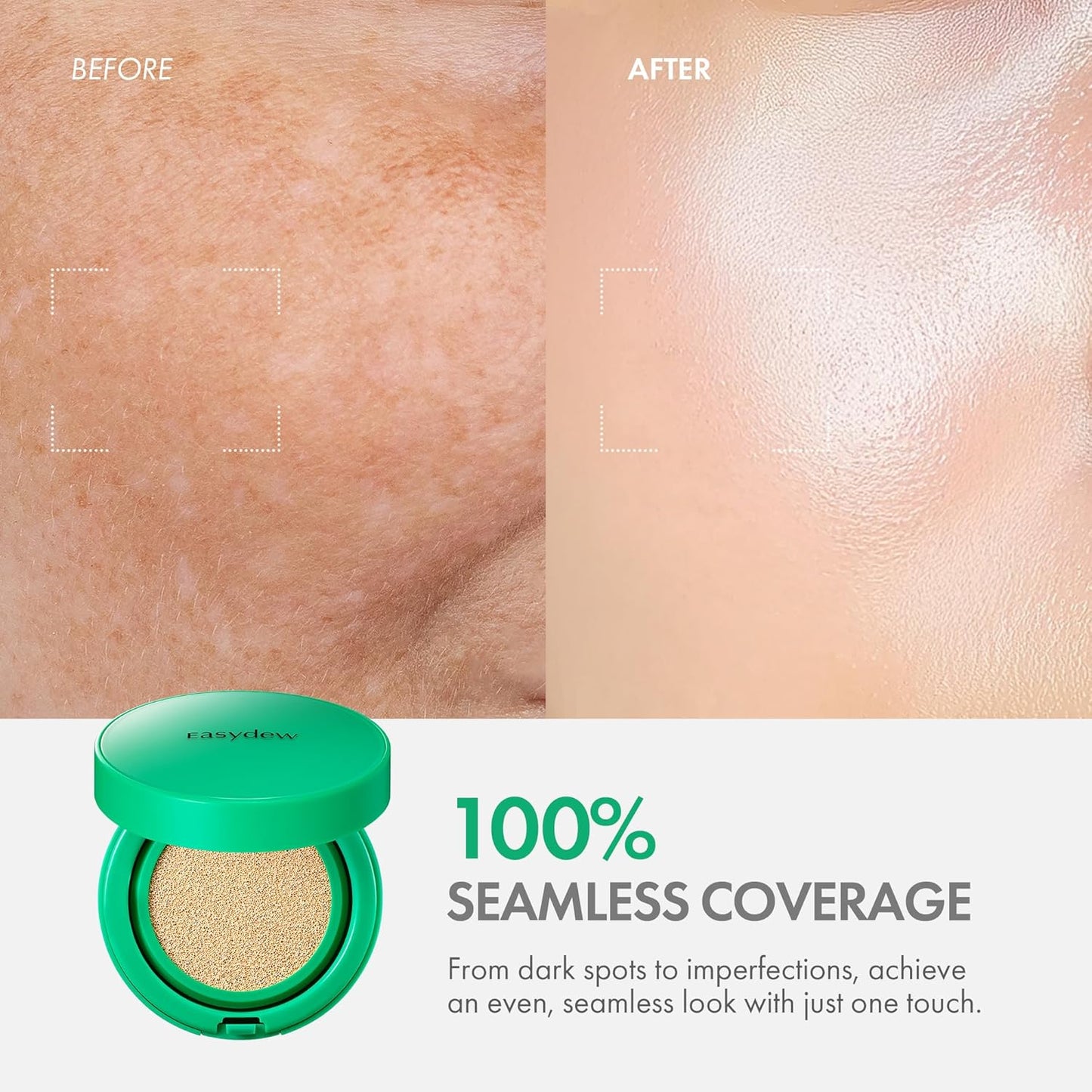 Easydew Mela B Toning Ampoule Cushion Refill - 3-in-1 Age-Defying Sun Shield Full Coverage Cushion Foundation with Niacinamide & Hyaluron-Vital C - Face Makeup Korean Skin Care 0.45 oz (#21 Beige)