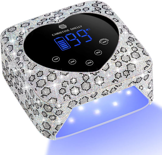 UV LED Nail Lamp 72W Rechargeable Sparkly Wireless Nail Dryer Gel Polish Light with 5 Timer Setting Professional Quick Dry Curing Lamp with Display Auto Sensor for Salon & Home