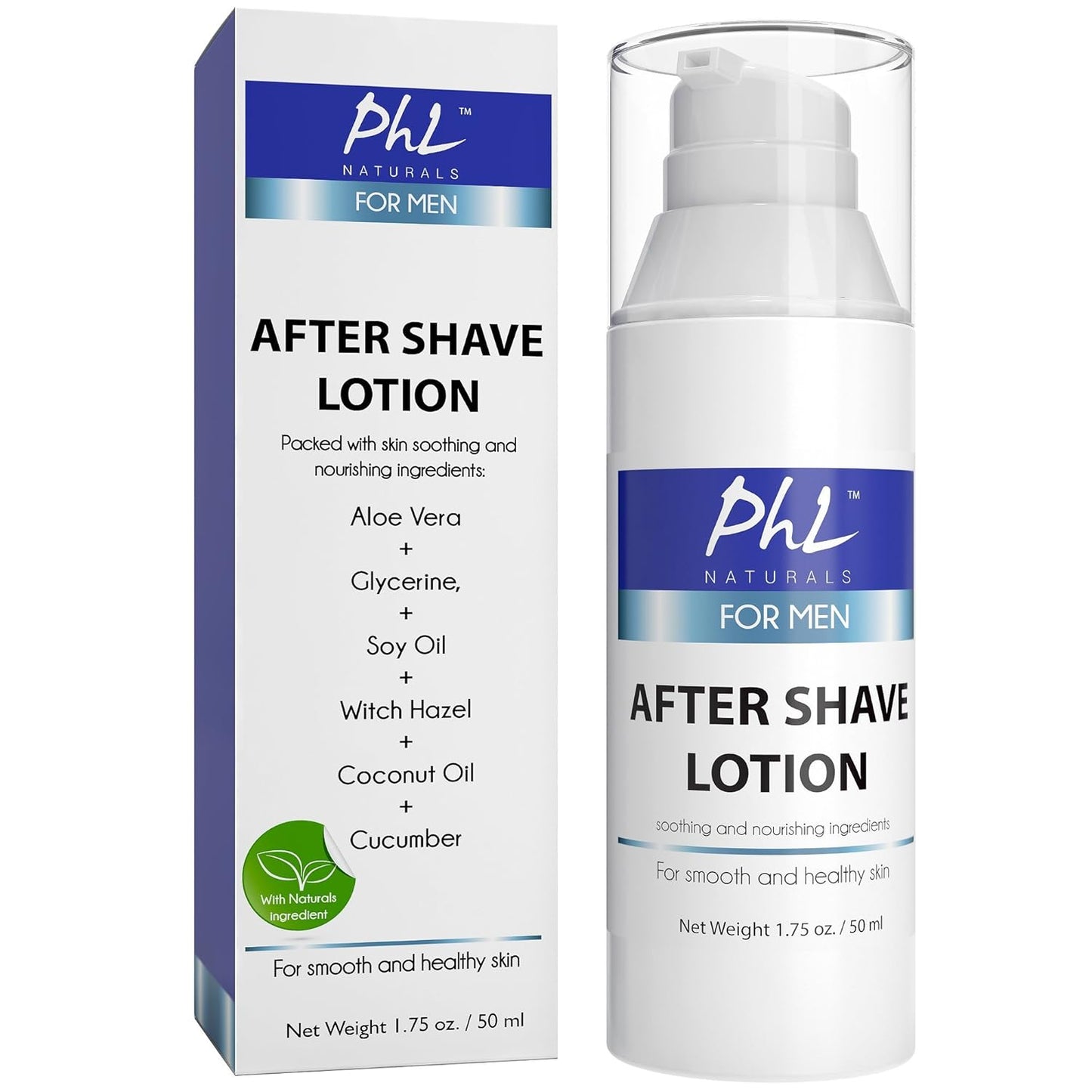 PHL Naturals Unscented Aftershave for Men – Fragrance-Free, Alcohol-Free After Shave Lotion for Sensitive Skin – Soothes, Prevents Razor Burn, Moisturizes – 1.75 oz
