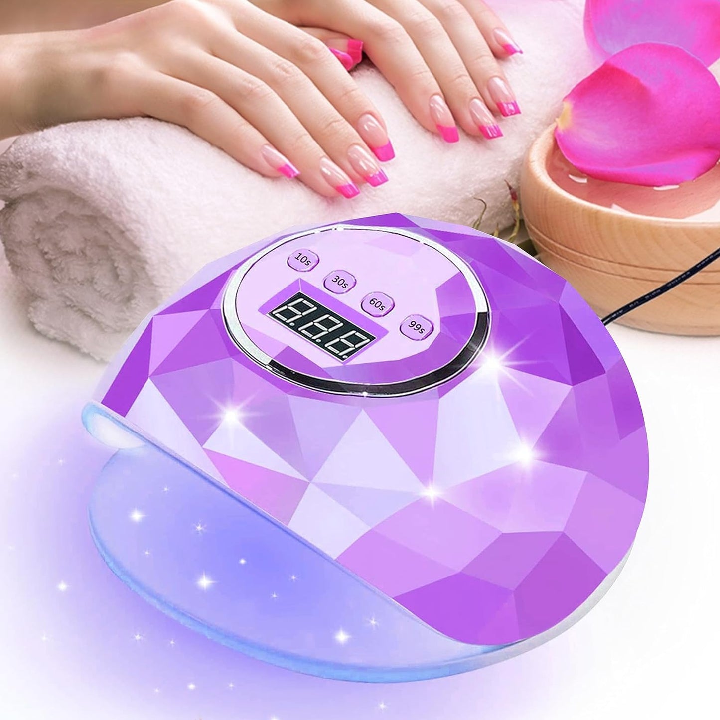 AIJIMEI Diamond Purple Nail Lamp Nail Dryer Nail Tools LED Gel Nail Lamp 86W Gel Nail Light Nail Polish Dryer for Professional and Beginner (Purple Diamond)