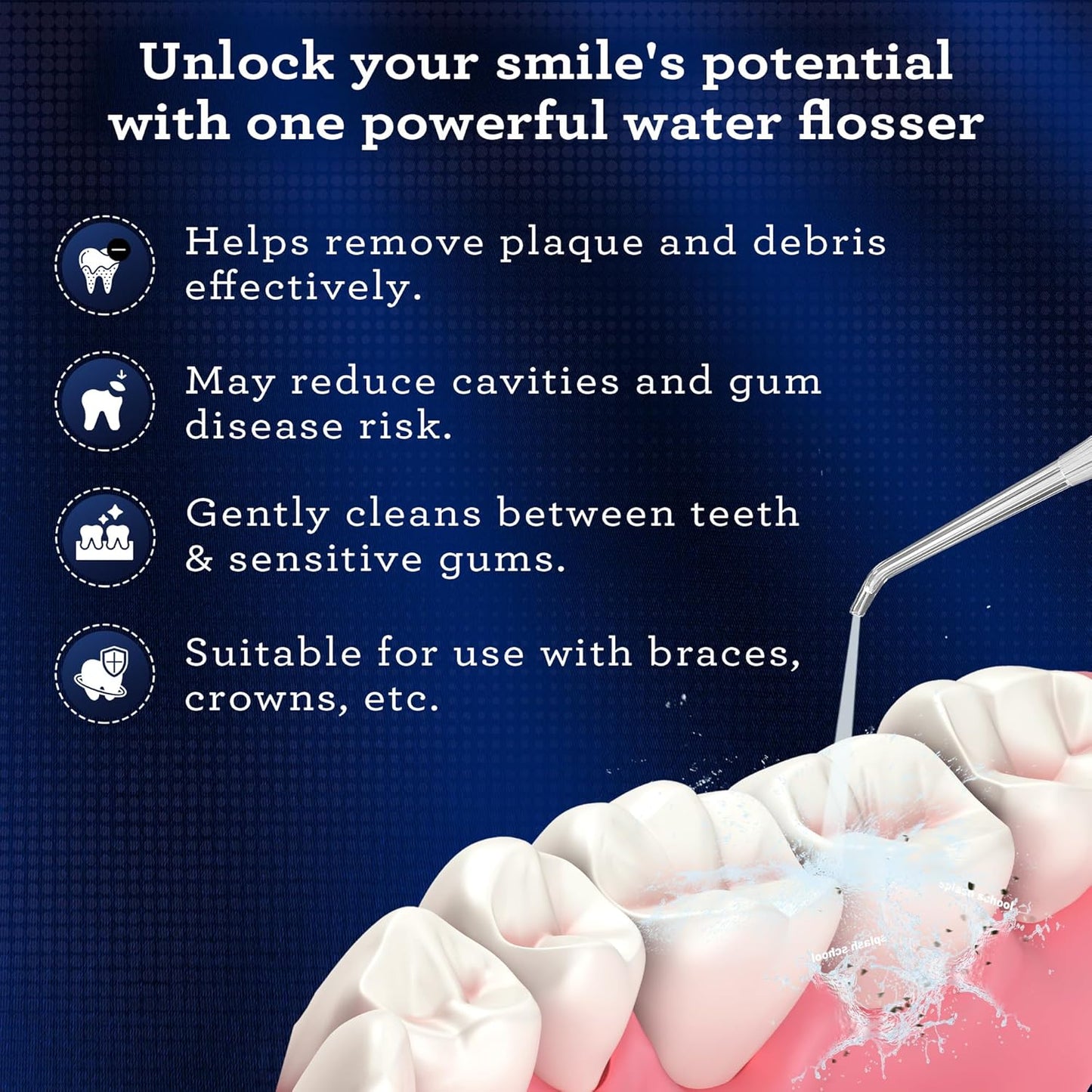 GuruNanda Advanced Dental Water Flosser 2.0 with Replacement Tips, Cordless & Portable, 300 ml Water Tank, 3 Modes, Rechargeable for Healthy Teeth and Gums