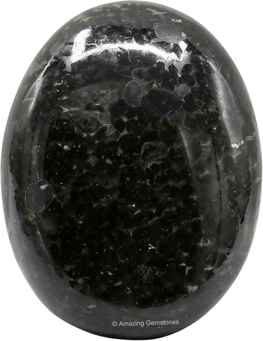 Amazing Gemstone Nuummite Crystals and Healing Stones - Large Palm Stone Crystals Piedra - Crystal for Good Luck, Balanced Positive Energy, Meditation - Unique Stocking Stuffers, Gifts for Women