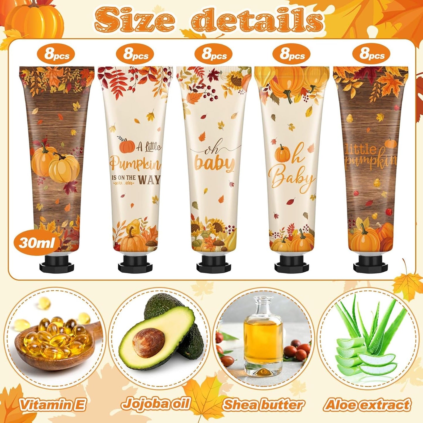 40 Pcs Fall Baby Shower Hand Cream Bulk Hand Cream Gifts a Little Pumpkin Baby Shower Party Favors for Guests Travel Size Lotion Autumn Thanksgiving Wedding Birthday Party Supplies