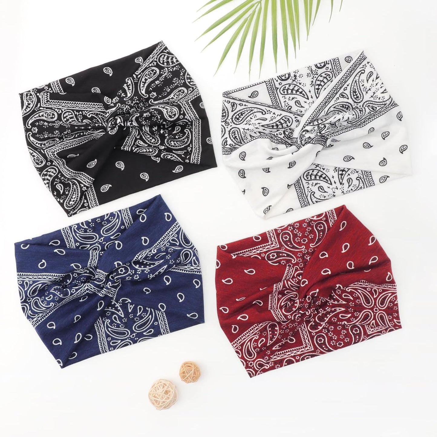 DRESHOW 4 Pack Turban Headbands for Women Wide Vintage Head Wraps Knotted Cute Hair Band Accessories