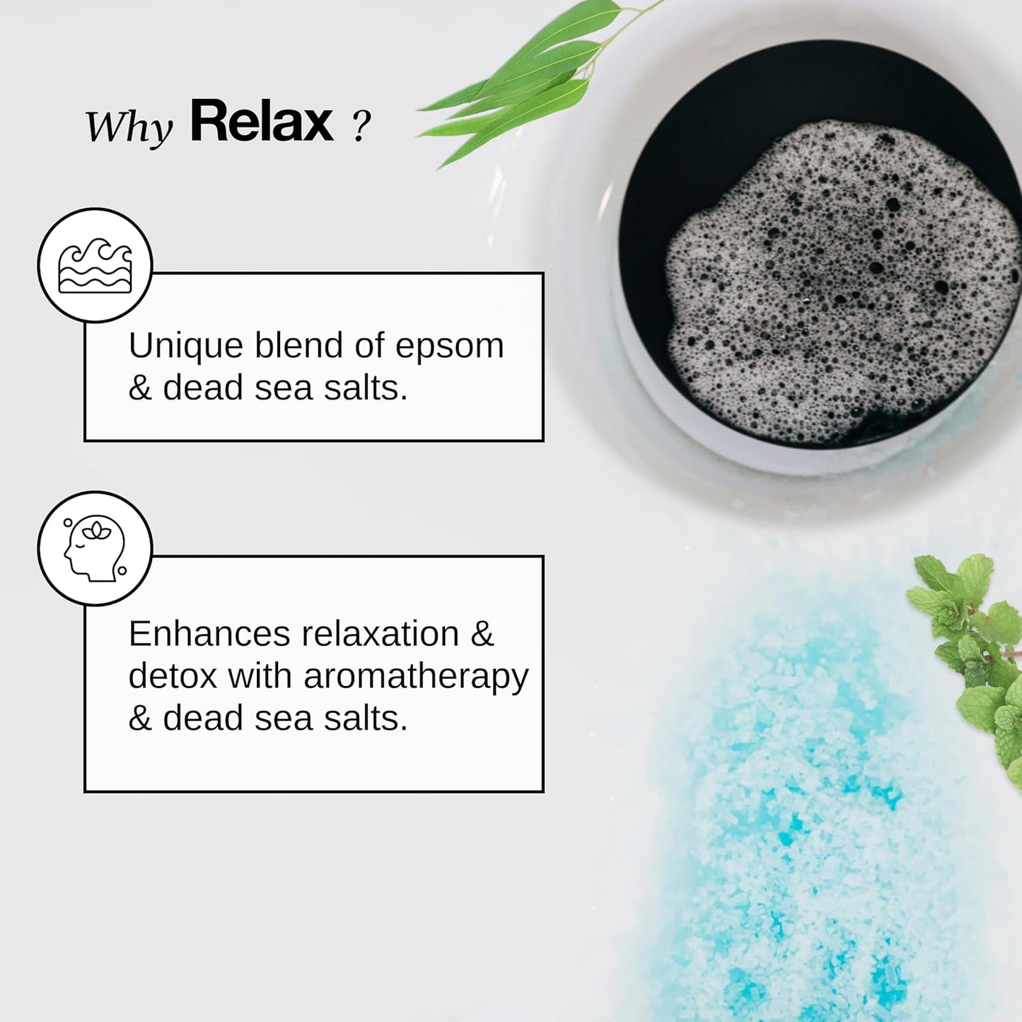 Relax Spa & Bath, Epsom & Dead Sea Salts, Aromatherapy Bath Salts for Hot Tub, Bath, or Spa, Infused with Magnesium, Eucalyptus Mint Scent