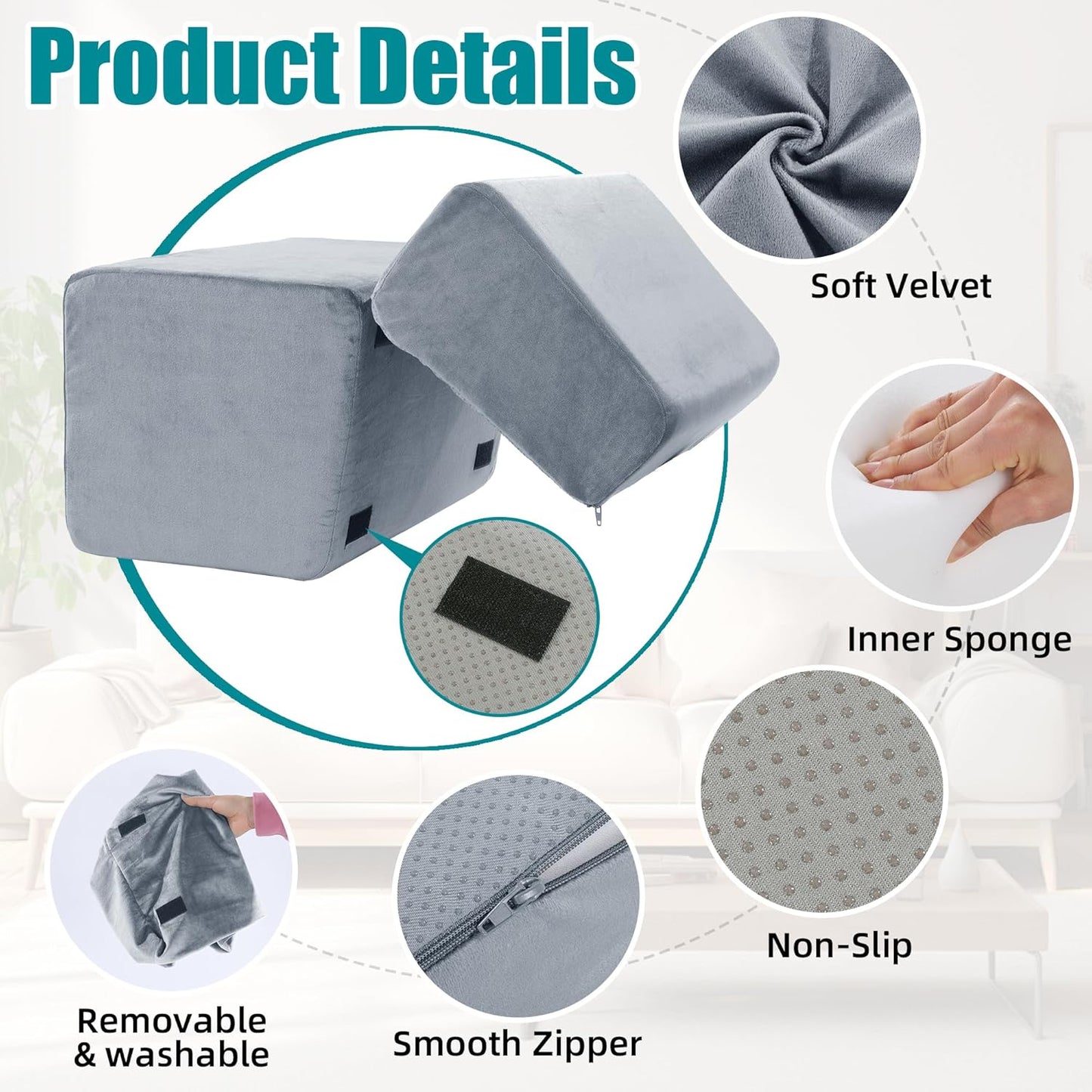 MABOZOO Foot Rest Under Desk, 3 Adjustable Height Foot Rest with High-Density Foam Ergonomic Design Foot Stool with Removable and Washable Cover for Office Home Travel - Gray