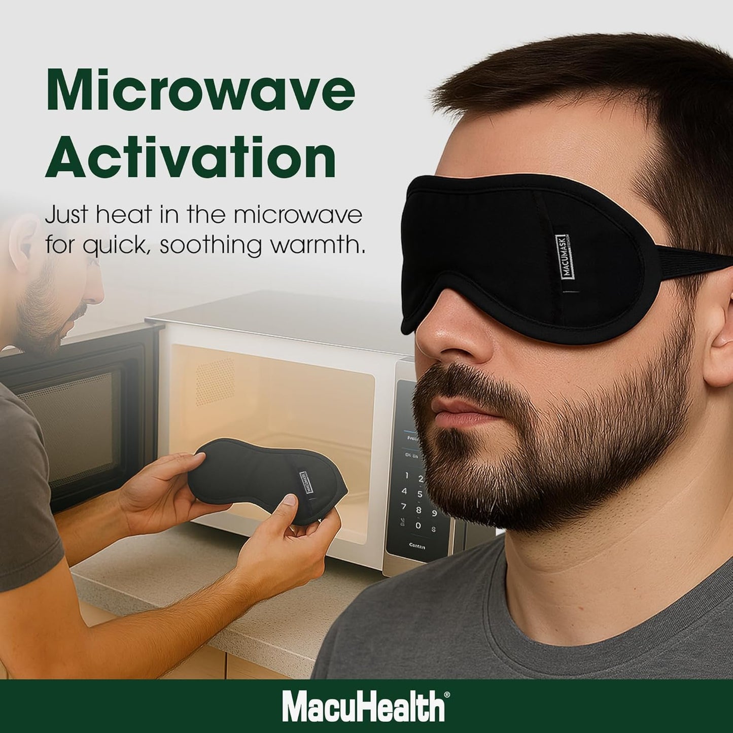 Macuhealth MacuMask - Moist Heat Eye Compress for Dry Eyes, Blepharitis, MGD & Digital Eye Strain, Adjustable Strap, SterilEyes Technology, Microwave & Freezer Safe, Hot or Cold Compress (Premium)