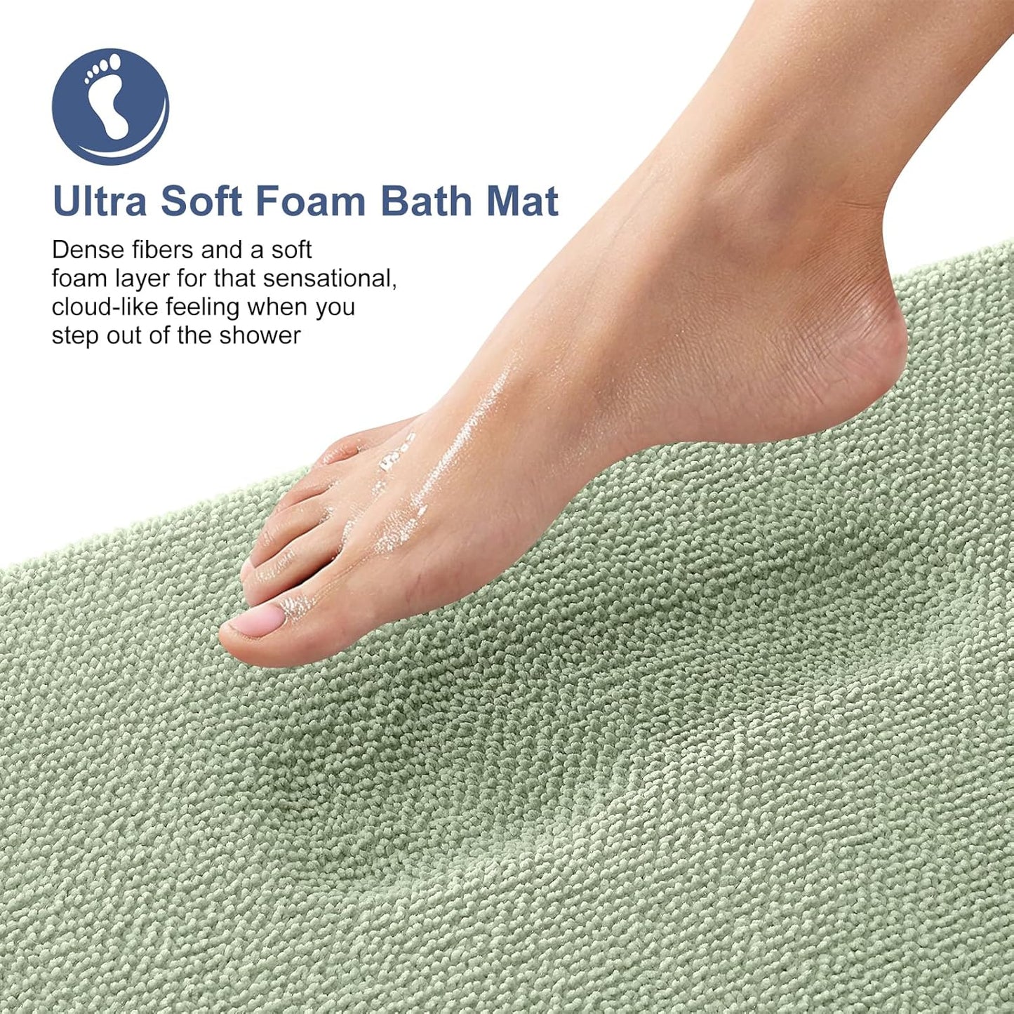 OLANLY Thick Memory Foam Bath Mat Rug 70x24, Extra Soft Absorbent Bathroom Rug, Quick Dry Bath Mats, Non-Slip, Machine Washable Carpet for Bathroom, Tub and Shower, Home Decor Accessories, Sage Green