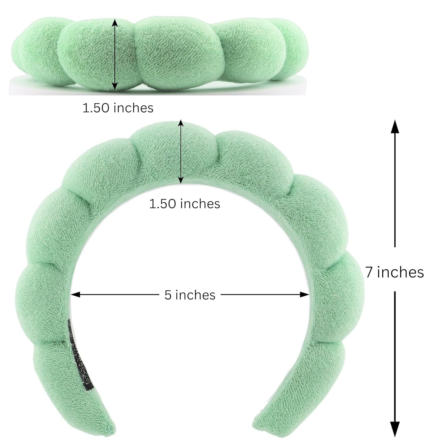 Skincare Headband - Hair band for Washing Face & Makeup Headband for Women - Terry Cloth Hairband for Spa & Skincare Routines - Perfect for Face Wash & Makeup Application (Pastel Green)