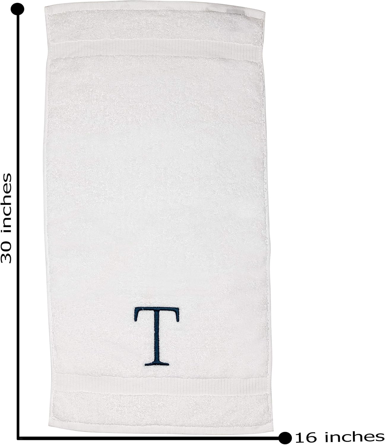 Monogrammed Hand Towels for Bathroom - Luxury Hotel Quality Personalized Initial Decorative Embroidered Bath Towel for Powder Room, Spa - GOTS Organic Certified - Set of 2 Navy Letter T