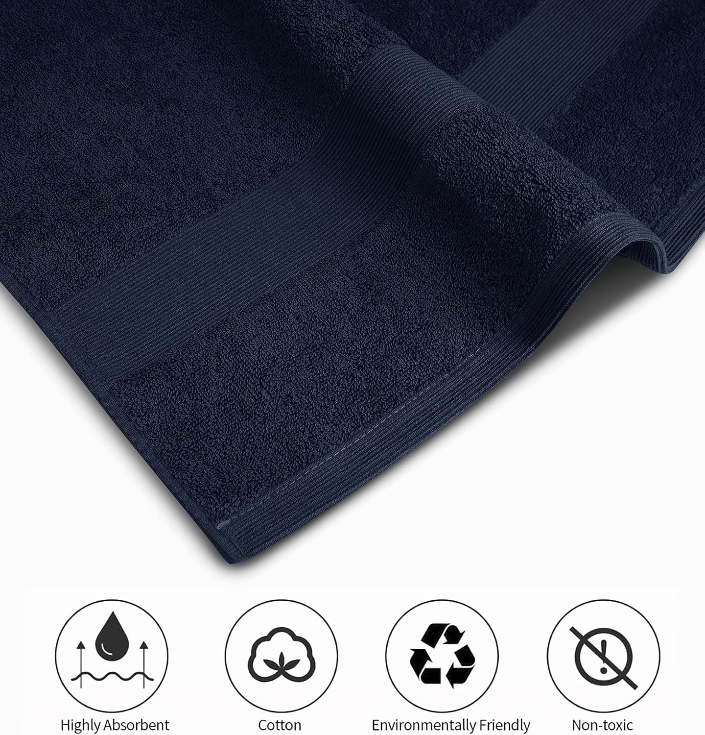 Softolle Luxury Bath Towels Set of 4 (27” x 54”) | Towels for Bathroom | Super Soft | Highly Absorbent Towels for Home, Spa, Gym (Silver Grey-Navy Blue)