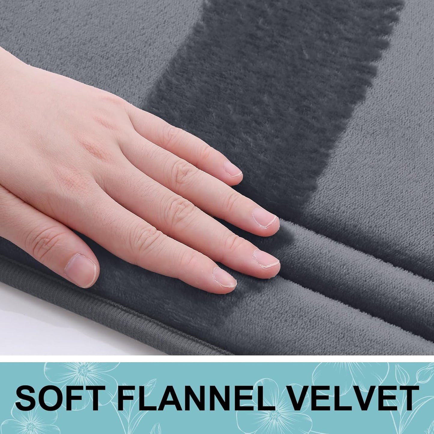 Grandaily Memory Foam Bath Mat Rug 59x20, Ultra Soft, Non-Slip and Absorbent Bathroom Rugs, Machine Wash Dry, Comfortable Bath Carpet for Bathroom Floor, Tub and Shower, Dark Grey