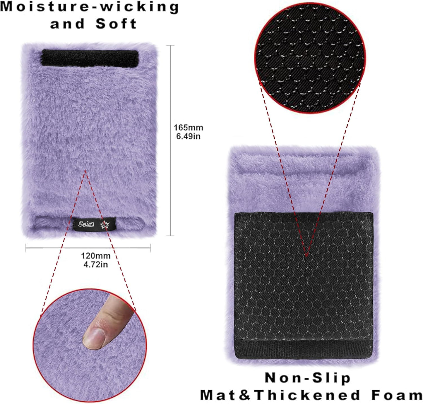 SPRING SEAON Walker Hand Pads Fluffy Walker Handle Cushions Non-Slip Universal Walker Grips Padded Hand Covers Soft Pads for Walkers for Seniors Walker Pads for Handles Folding Rolling Wheelchair, Rollator Handle, Elderly Grippers 2 Pack