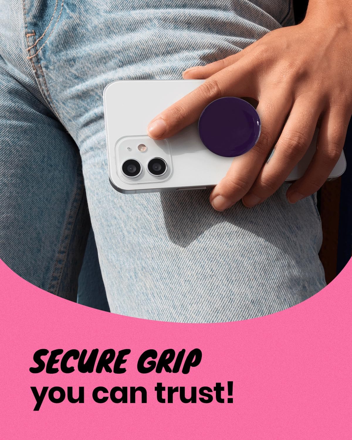 OnTheGrip Cute Solid Macaron Color Round Shape Collapsible Mobile Phone Grip Stand Holder for Smartphone Tablet Cell Phone Accessory (Purple)