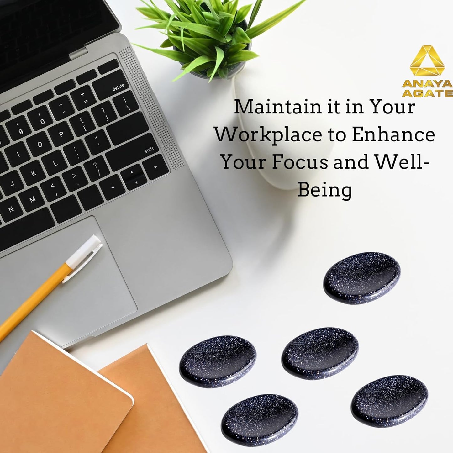 Blue Goldstone Worry Stones – Crystal Thumb Worry Stone for Anxiety, Stress – Relaxing and Soothing Balance Stones for Meditation, Stress Relief – Healing Stones and Crystals for Men and Women