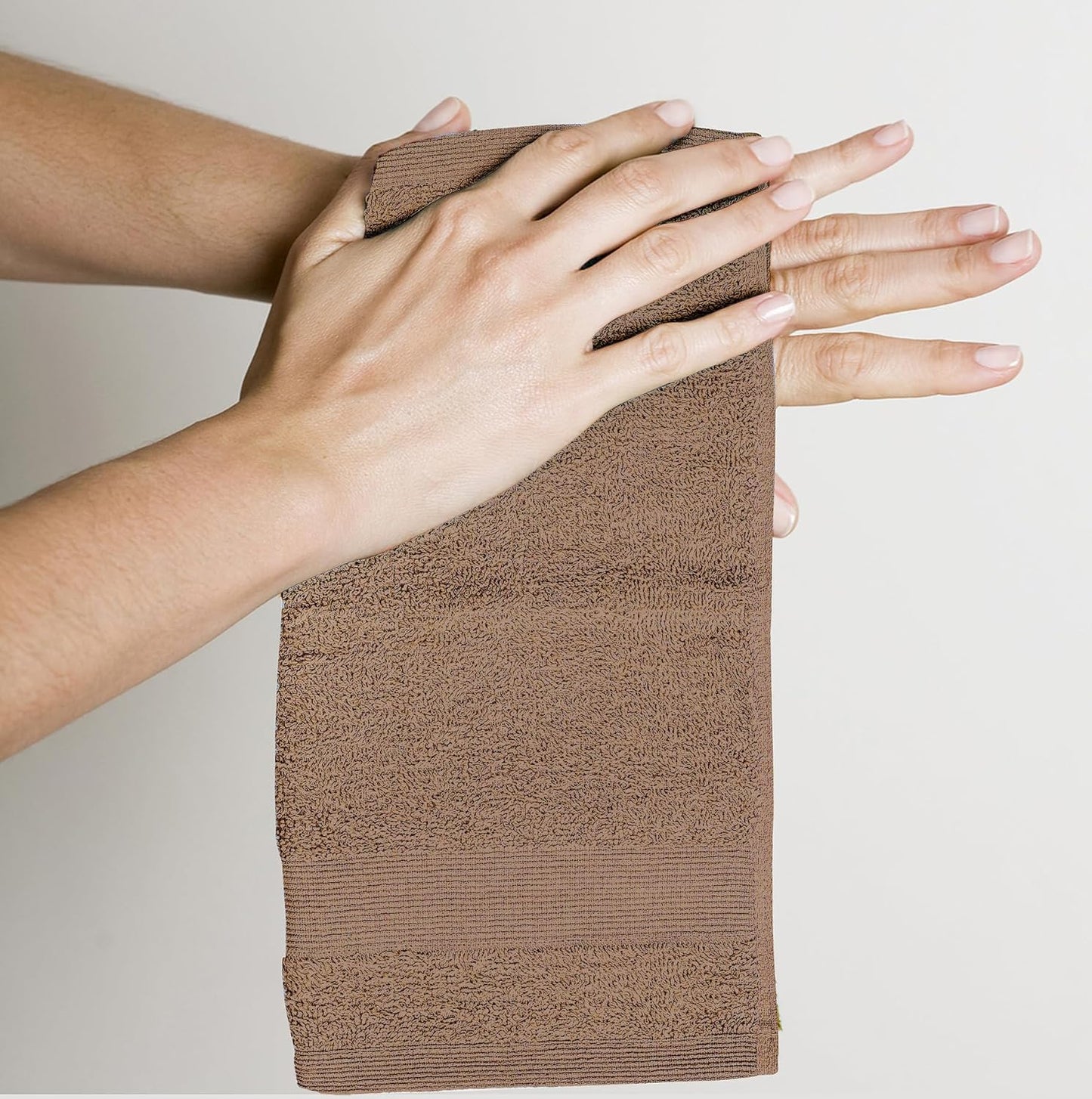 Premium Wash Cloths Pack of 12 (13" x 13") 100% Ring Spun Cotton | Luxury Washcloths | Ultra Soft Face Towels | Highly Absorbent Wash Cloths for face (Taupe)