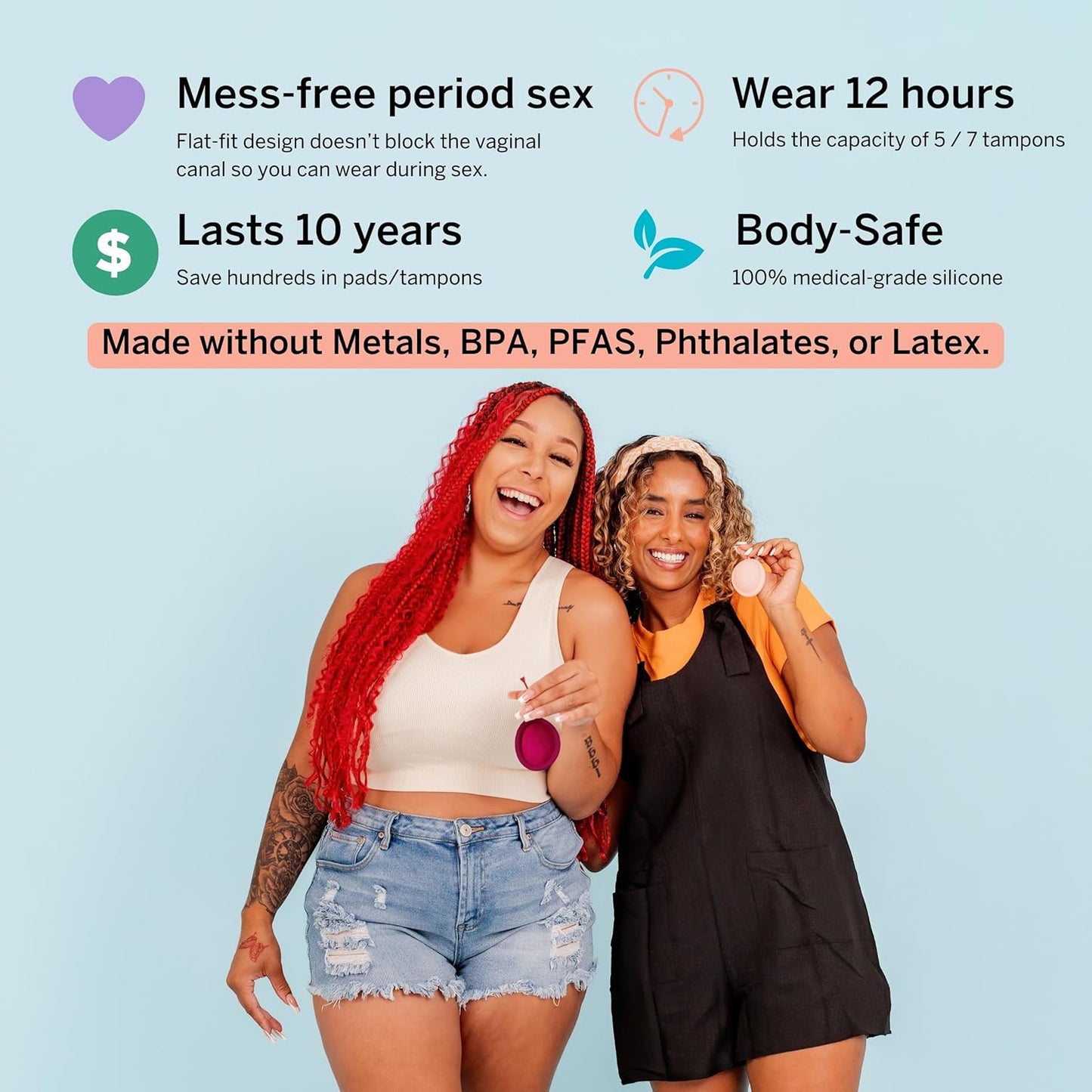 Menstrual Discs with Sterilizer - Ranked 1 for Most Comfortable Soft Reusable Period Disc - Kills 99.9% of Germs with Cleaner Steamer - Wash Your Disc in 3 Minutes! - Compact Sanitizer Kit