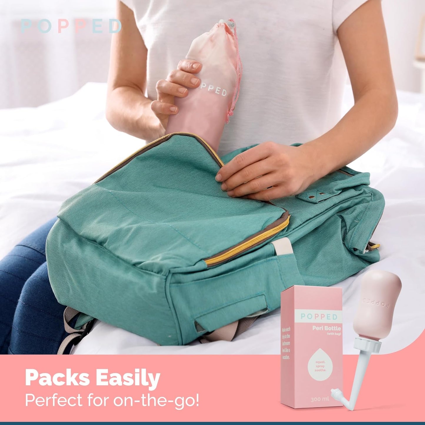 Popped Peri Bottle for Postpartum Care | Portable Bidet | Spray Bottle for Pain Relief, Tears, and Hemorrhoids After Birth | Postpartum Essential (Pink, 10 oz)