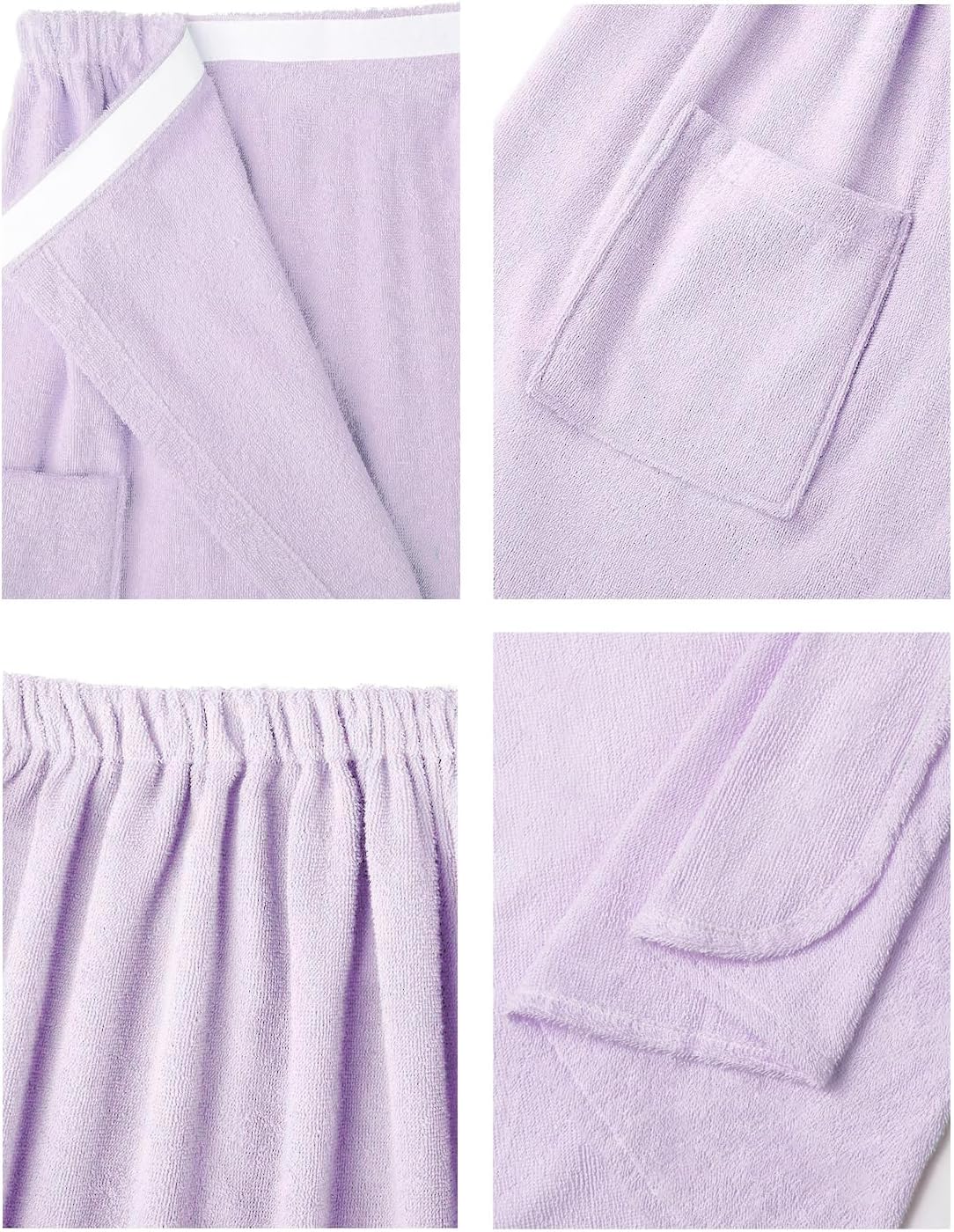 SIORO Women Bath Towel Wrap Robe, Soft Cotton Terry Spa Cloth, Plush Adjustable Closure for Shower, Travel, Pool, Gym