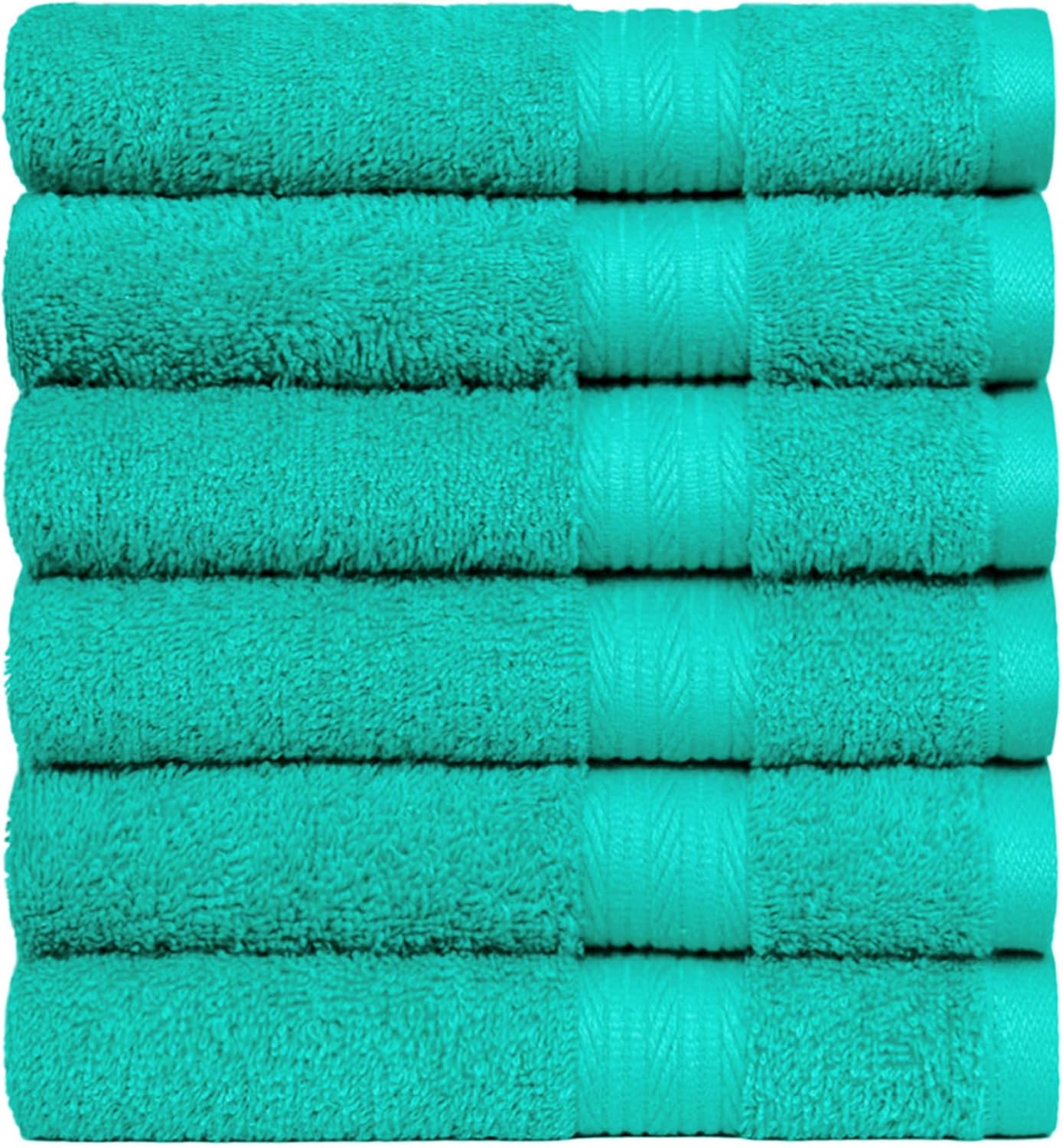 Amazon Basics 6 Piece hand towels for bathroom, Fade Resistant 100% Cotton Hand Towels, soft absorbent bathroom hand towels 6 - Pack (26''x16''), Teal