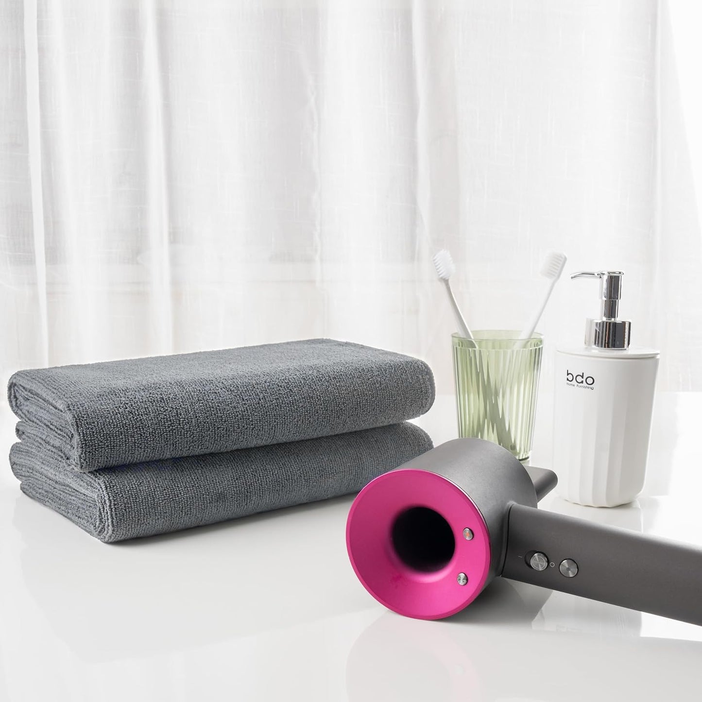 New Microfiber Hair Drying Salon Towels, Quick Dry, Lint Free, 2 Pack (Gray)