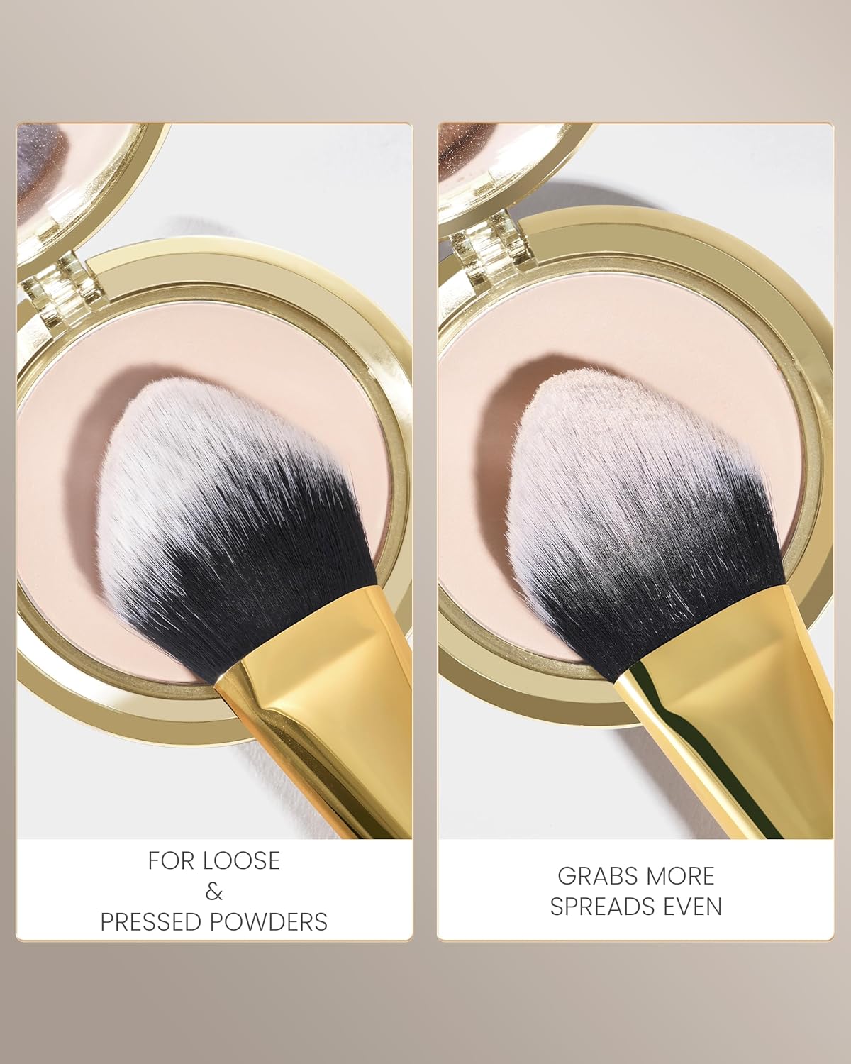 Desert Oak Series BloomFluff Powder Brush - 45mm Giant Heart-Shaped Face Brush for Setting Powder & Bronzer, Luxury Bubinga Handle (CM 196)