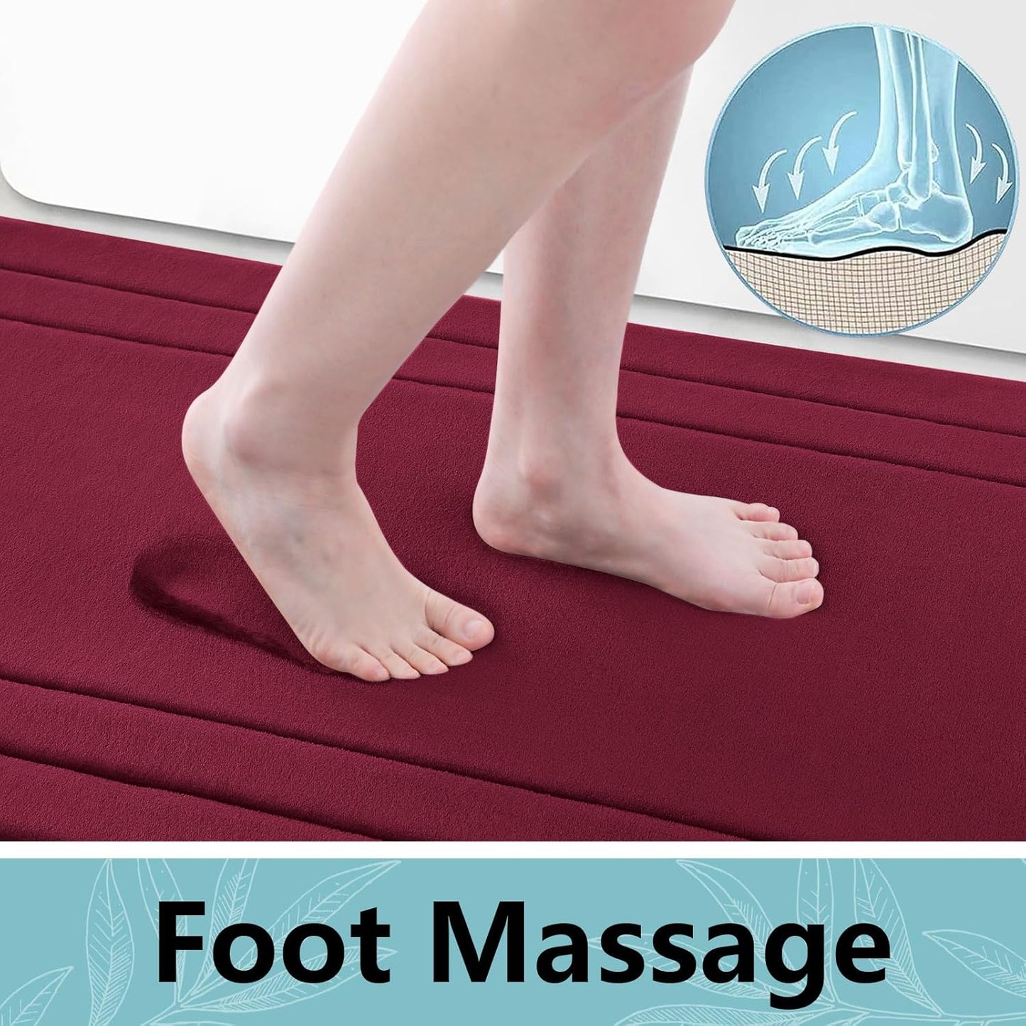 Arotive Memory Foam Bathroom Rug Mat 70x24, Ultra Soft and Absorbent Bath Mat, Machine Wash Dry, Comfortable Bath Rug Carpet for Bathroom Floor, Tub and Shower, Burgundy