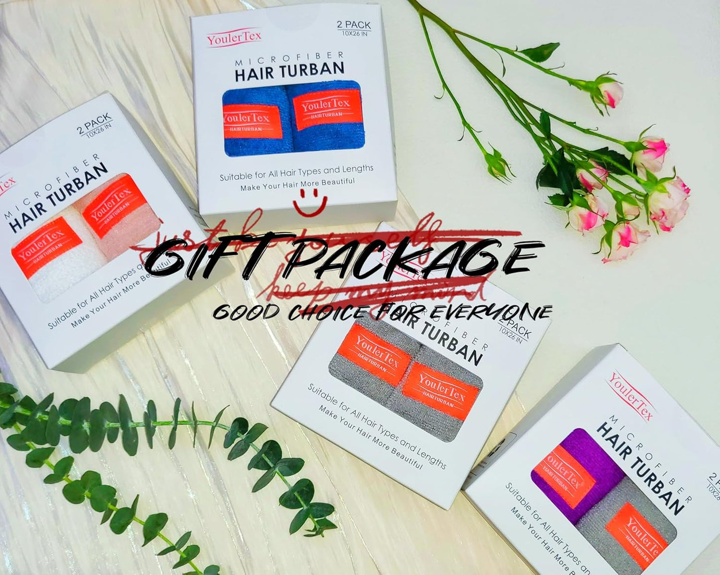 YoulerTex Microfiber Hair Towel Hair Wrap: 2 Pack 10X26 Hair Dryer Towels for Women Absorbent Turban Twist Hair Drying Shower Cap Curly Hair Products for Hair Care Hair Accessories (05 2-Pcs Emerald)